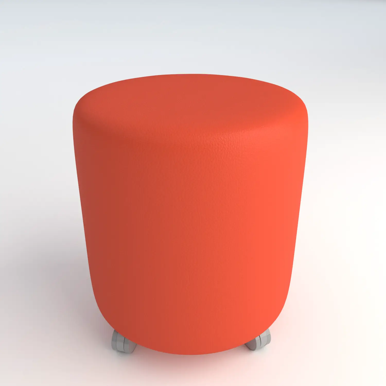 Pouf Ecopelle Ignifugo Tondo su Ruote H 40 Arancio Per Ambienti Scolastici Innovativi - Salottini e arredi morbidi