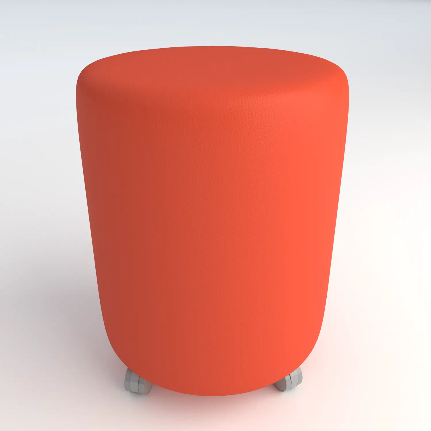 Pouf Ecopelle Ignifugo Tondo su Ruote H 46 Arancio Per Ambienti Scolastici Innovativi - Salottini e arredi morbidi