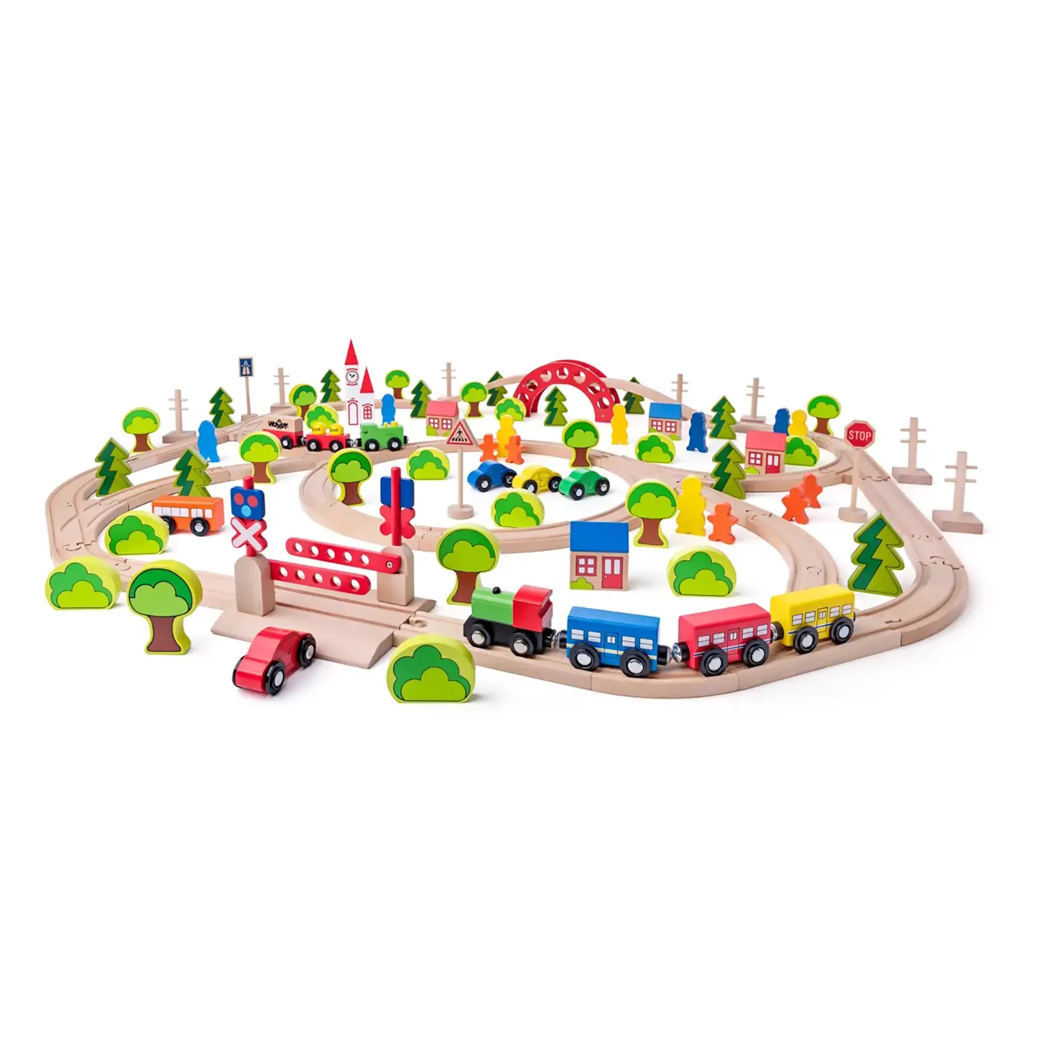 Ferrovia Maxi Set in Legno 120 Pezzi - Veicoli, garage e piste
