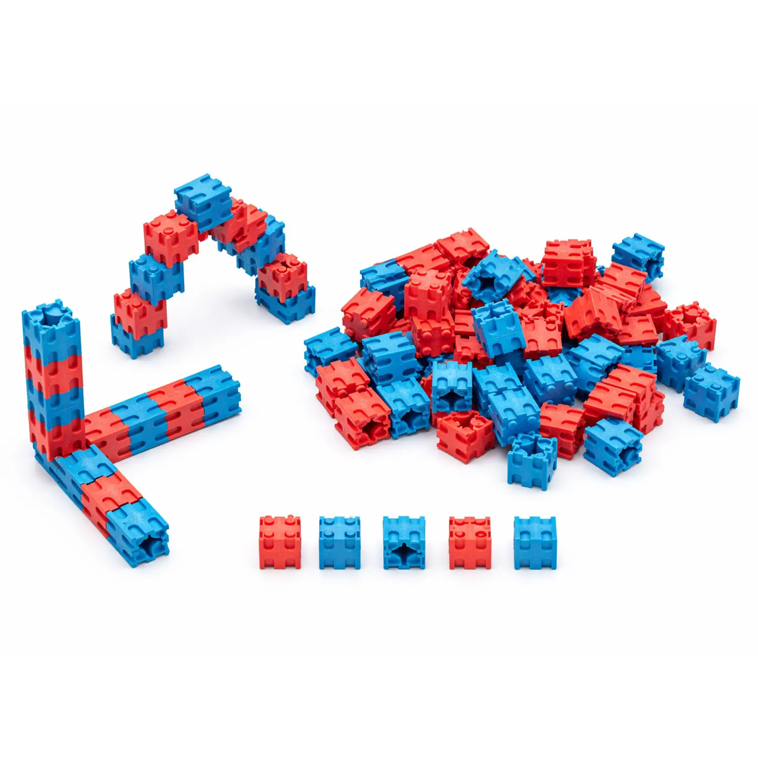 CostriCubo RE-Wood 100 Pezzi – Rosso e Blu - Costruzioni in legno