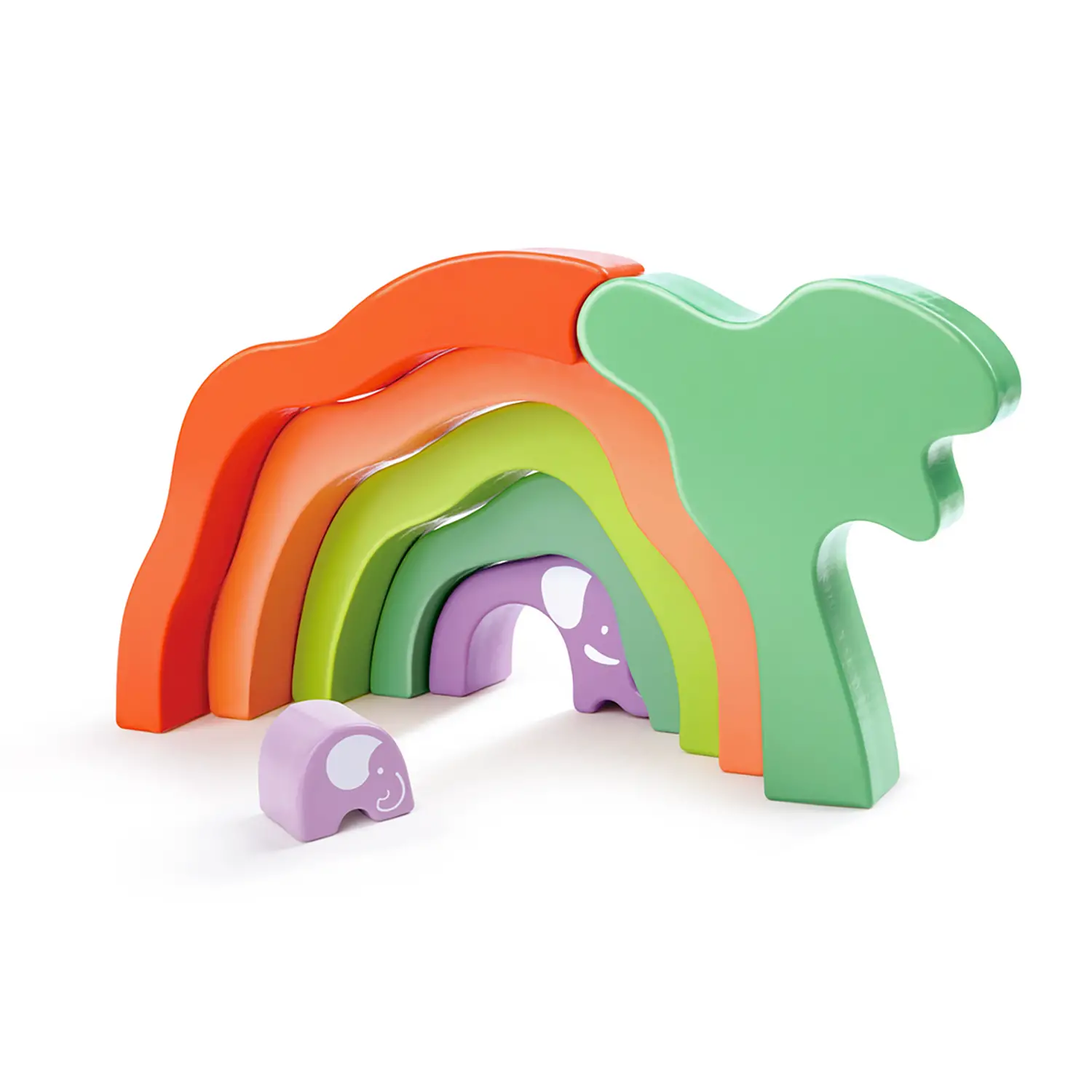 Elefante Impilabile in Legno – 7 Pezzi Colorati - Grandezze, forme e colori
