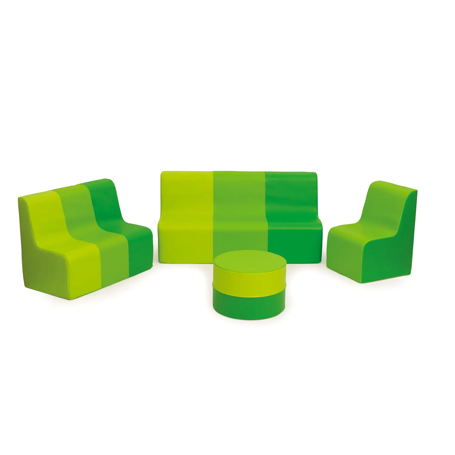 Salottino Morbido Shade per Bambini Nido e Infanzia - 4 Elementi Verde - Salottini e arredi morbidi