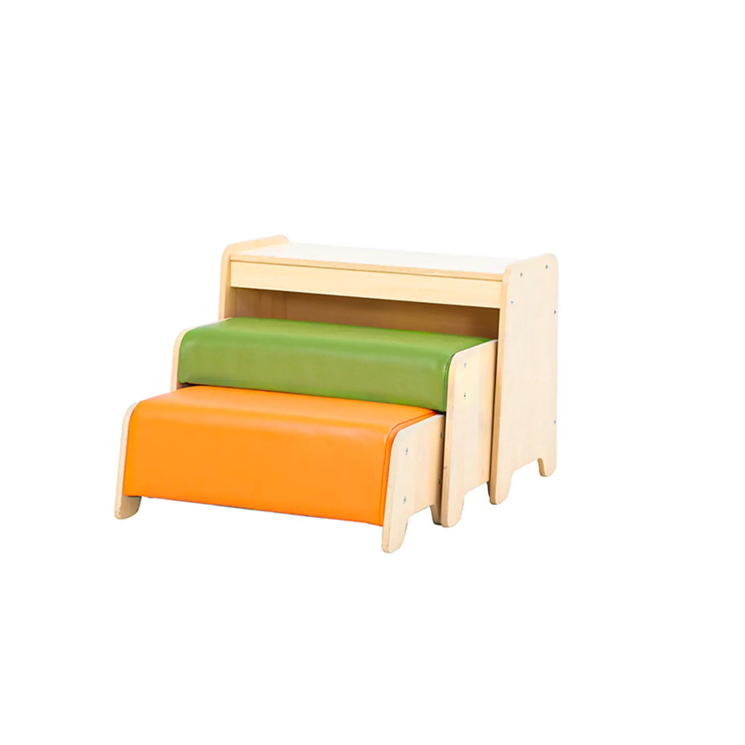 Panchette Gradinata in Legno con Imbottitura - 3 Panche in 3 Altezze - Arredo Nido e Infanzia
