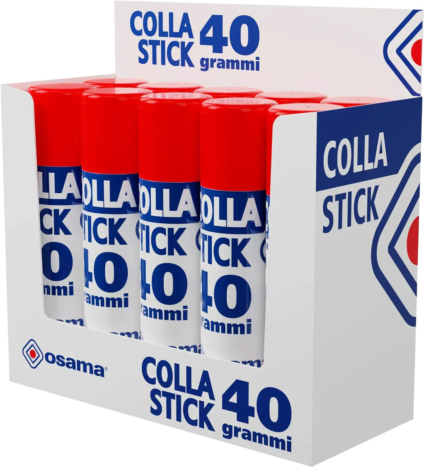 Colla Stick 40 Grammi, Perfetta a Scuola Casa Ufficio, Confezione 10 Pezzi - Nastri adesivi e colle