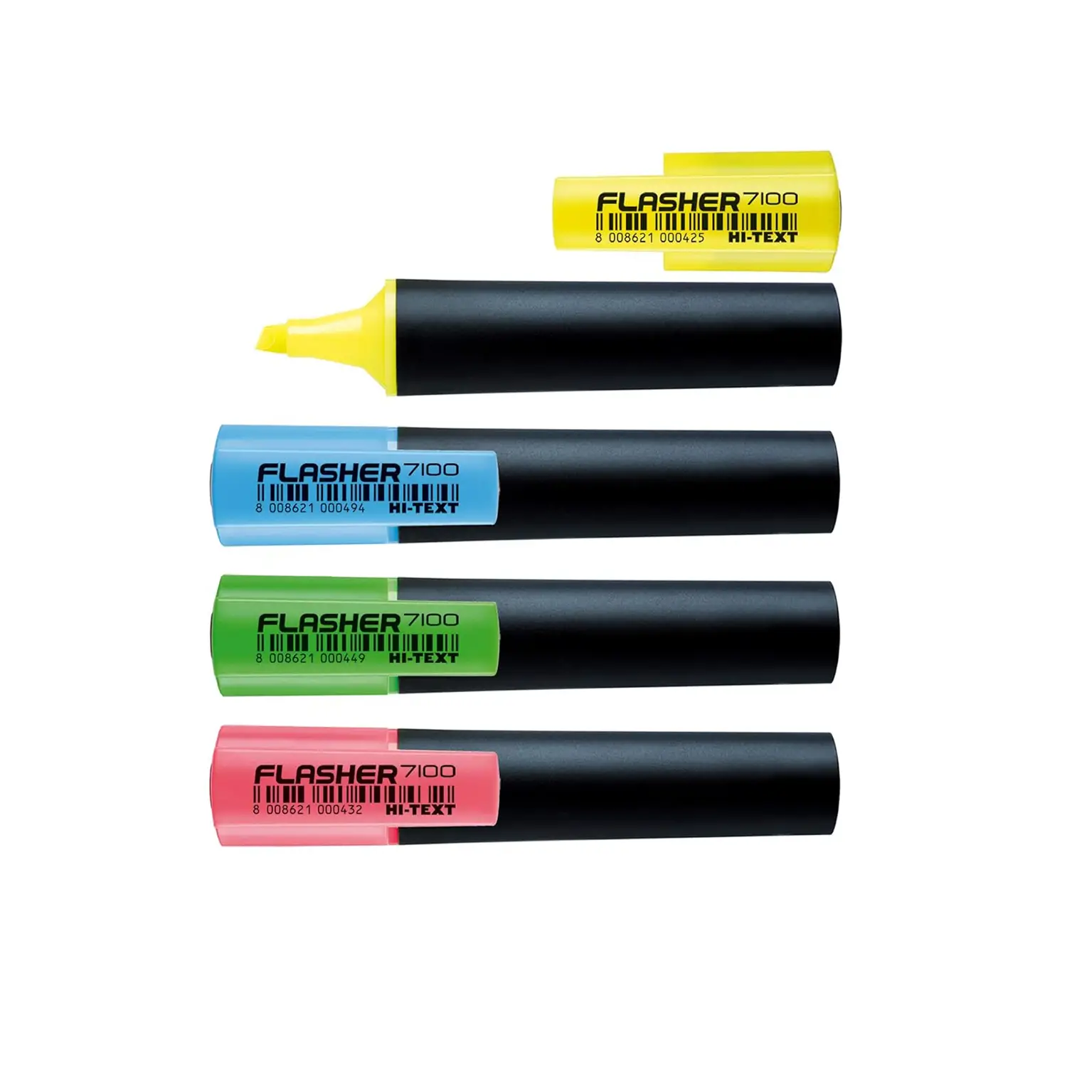 Evidenziatore Flasher 7100 – Confezione da 4 Colori Assortiti - penne pennarelli ufficio