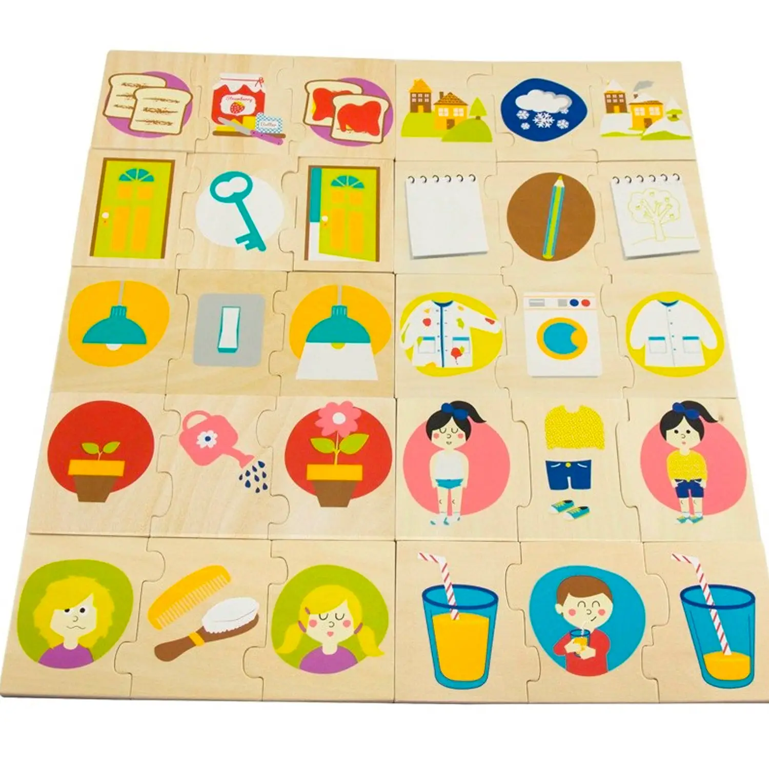 Puzzle Sequenze Temporali, Gioco Educativo in Legno, 30 Tessere - Associazioni e tombole