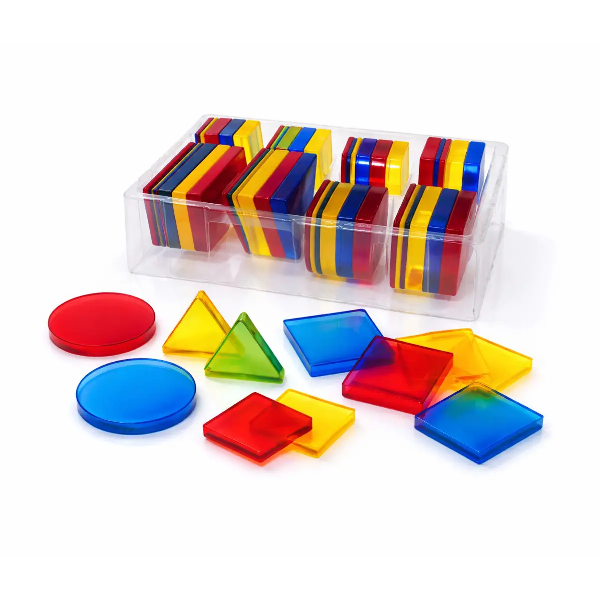 Blocchi Logici Traslucidi – 48 Pezzi in 4 Forme, 4 Colori, 2 Dimensioni e 2 Spessori - Classificazione e matematica