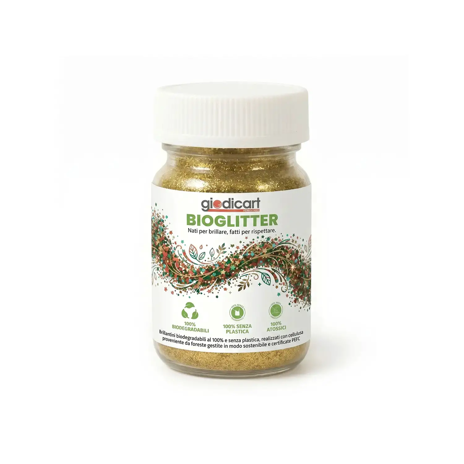Brillantini Ecologici in Cellulosa Riciclata, Bio-Glitter Grana Media 50 Gr. Oro - Brillantini e glitter