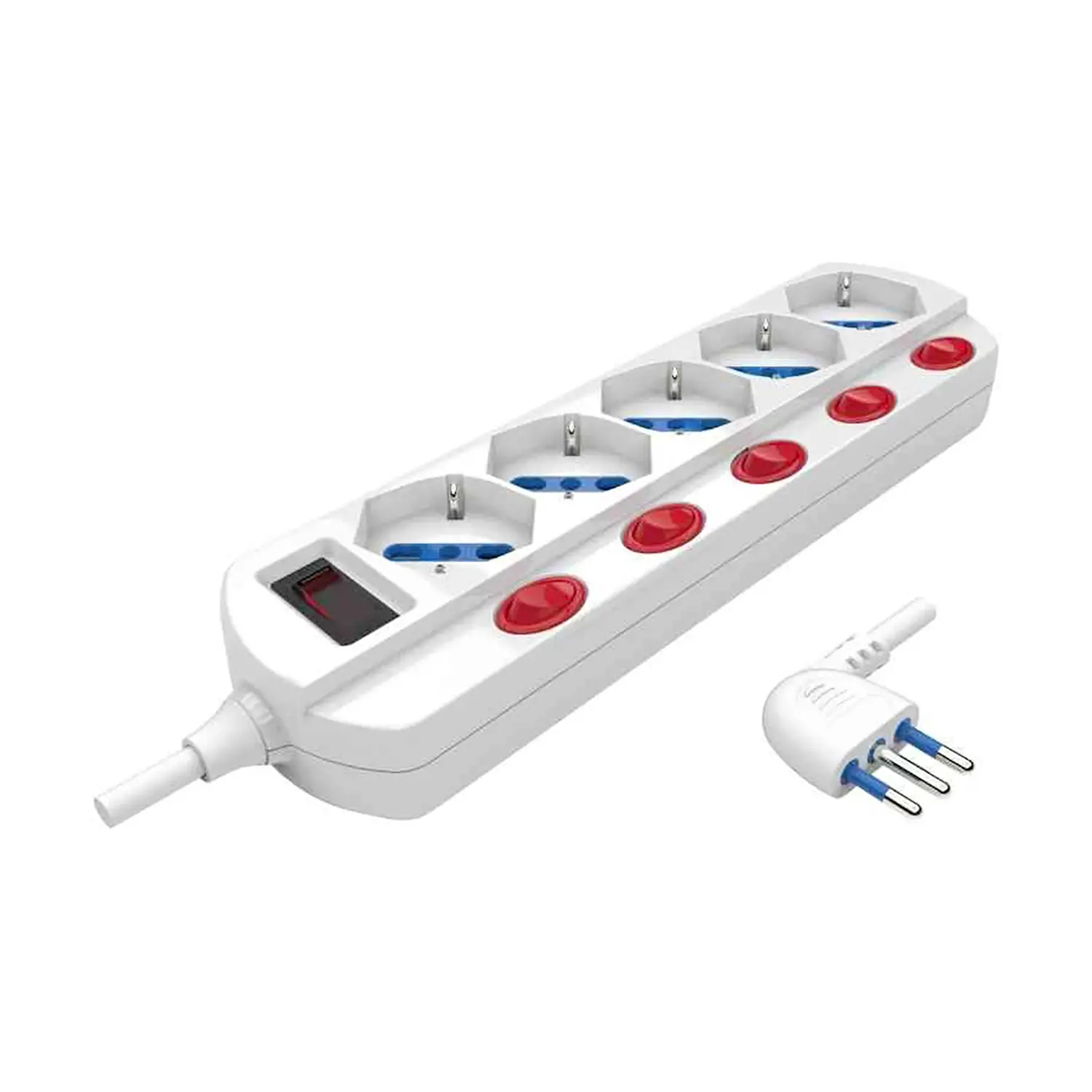 Multipresa 5 Posti con Interruttori e Protezione - Accessori ufficio