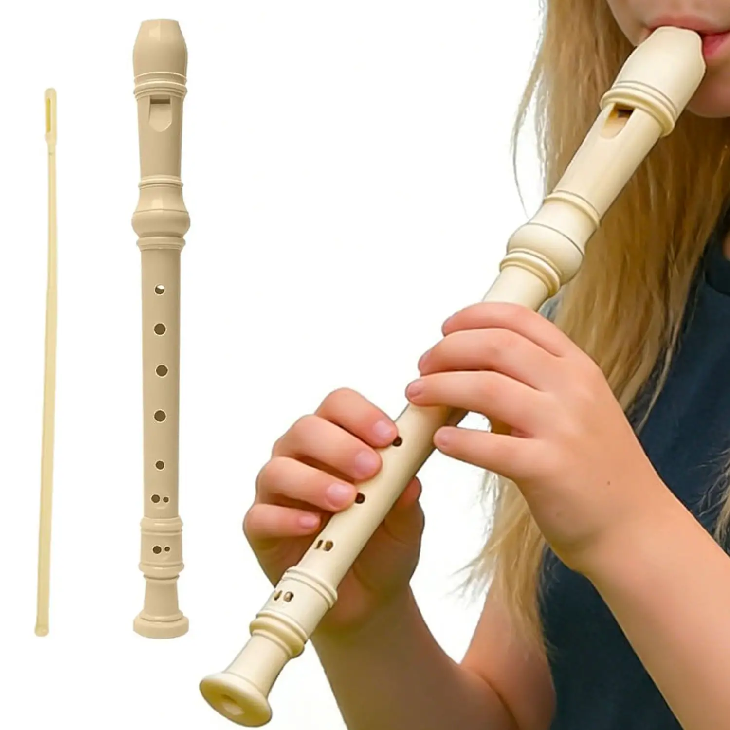 Flauto Dolce Soprano Divisibile in Tre Pezzi con Scovolino, ABS 32 cm - Educazione musicale