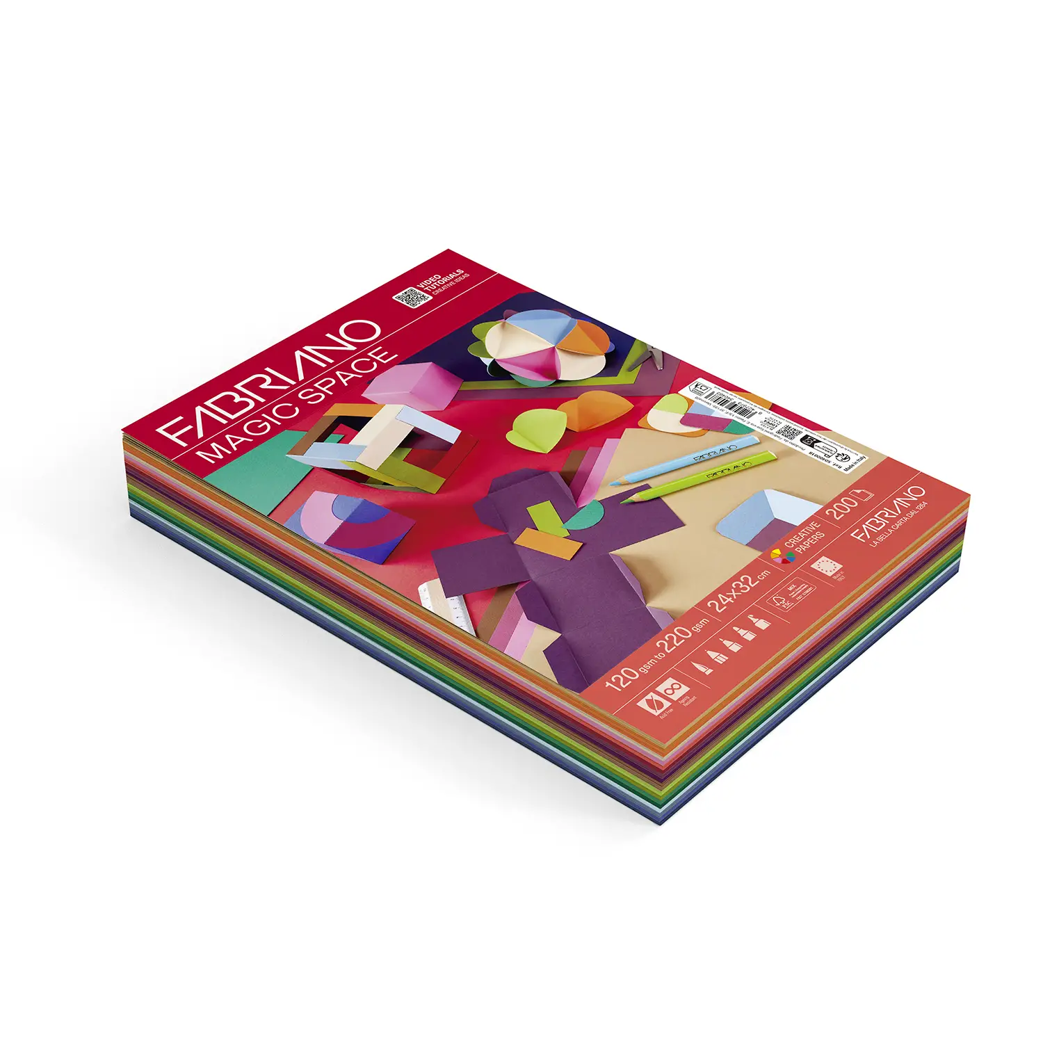 Cartoncino Colorato Magic Space, 200 Fogli cm.24x32 in 20 Colori da 120 a 290 gr/mq - Carta e cartoncino