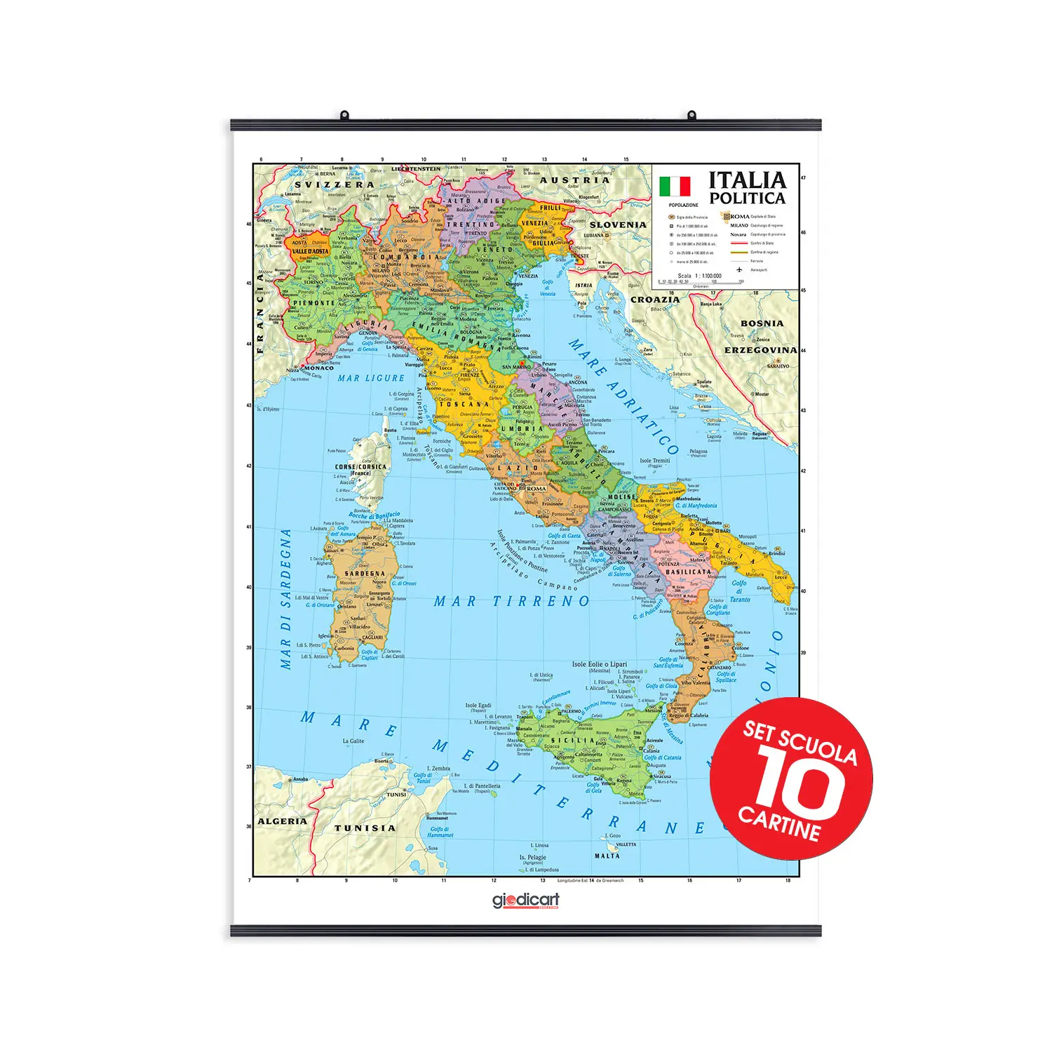 Carta Geografica Italia - 10 Pezzi - Geografia e scienze naturali