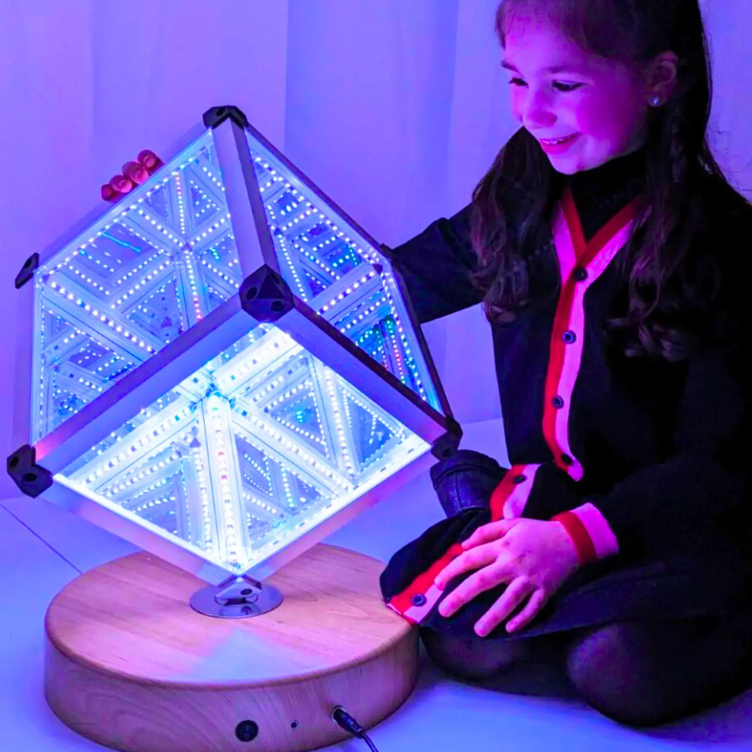 Cubo Specchio Infinito Rotante con Sensore Sonoro e Telecomando - Sviluppo sensoriale