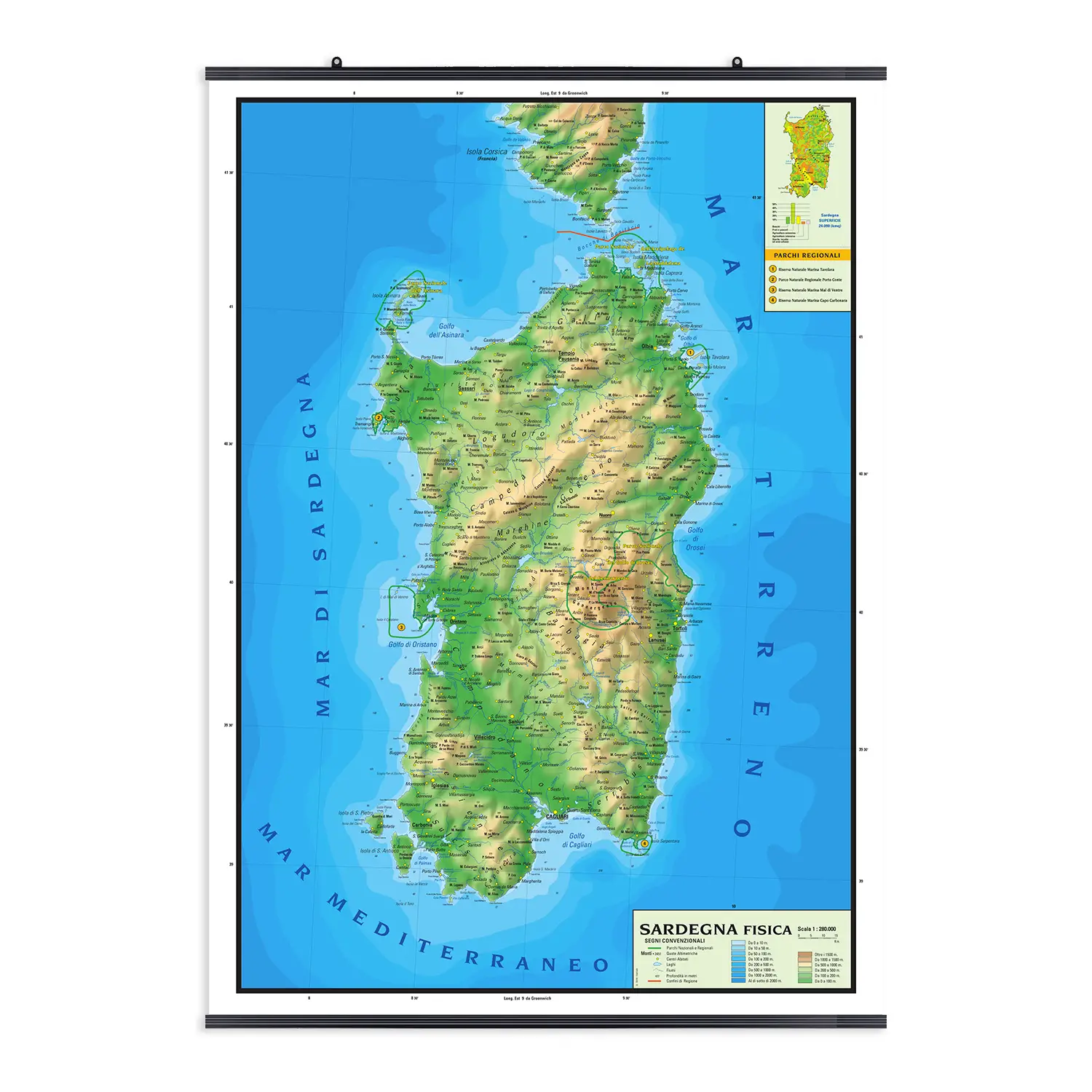 Carta Geografica Sardegna - Geografia e scienze naturali