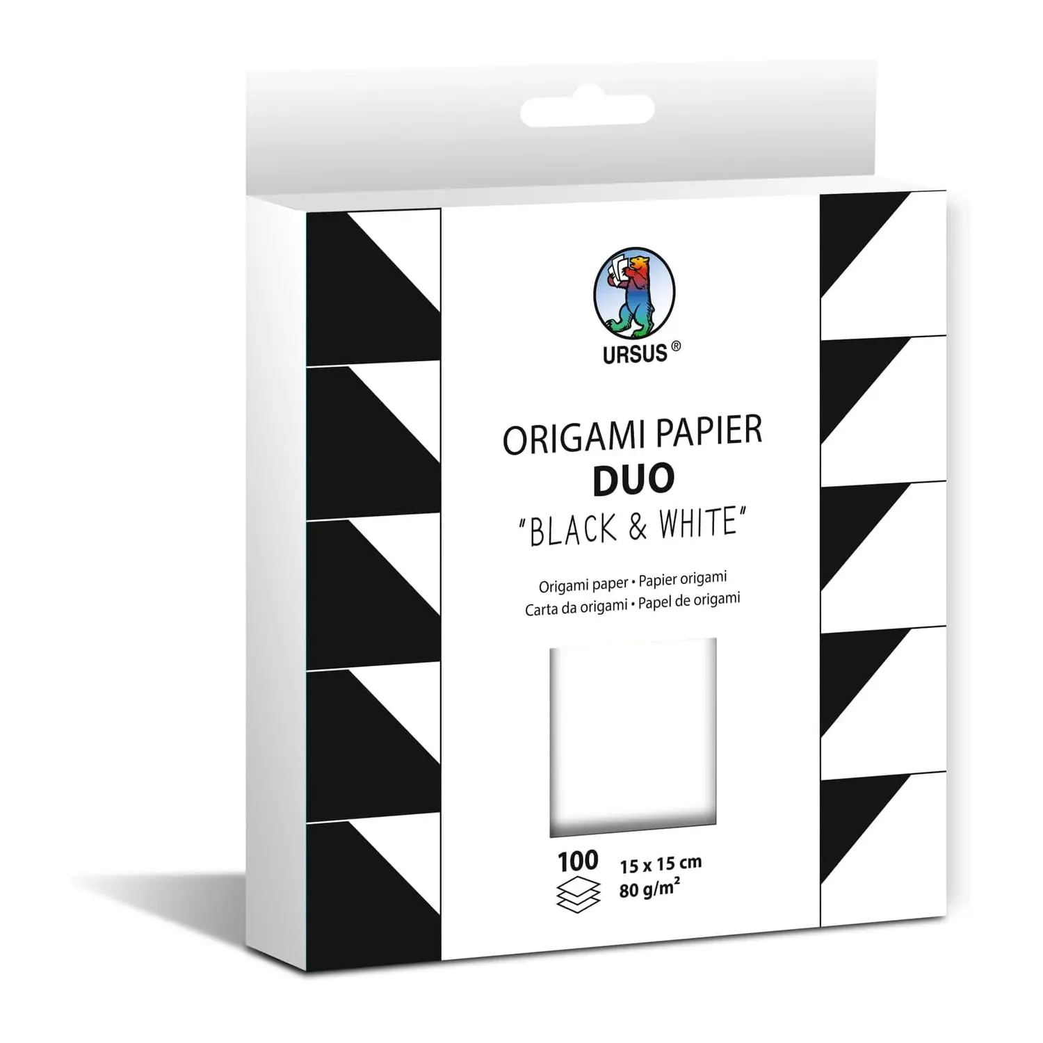 Carta Origami Duo - 100 fogli 15x15 cm - Bianco/Nero - Carta e cartoncino