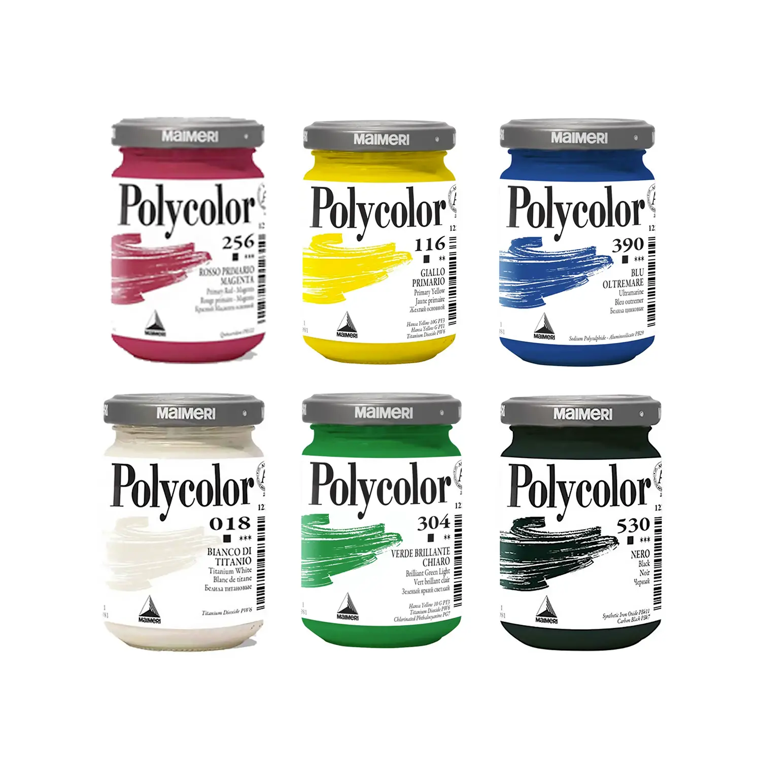 Set 6 Colori Acrilici Maimeri Polycolor da 140 ml – Colori Acrilici Professionali - Tempere