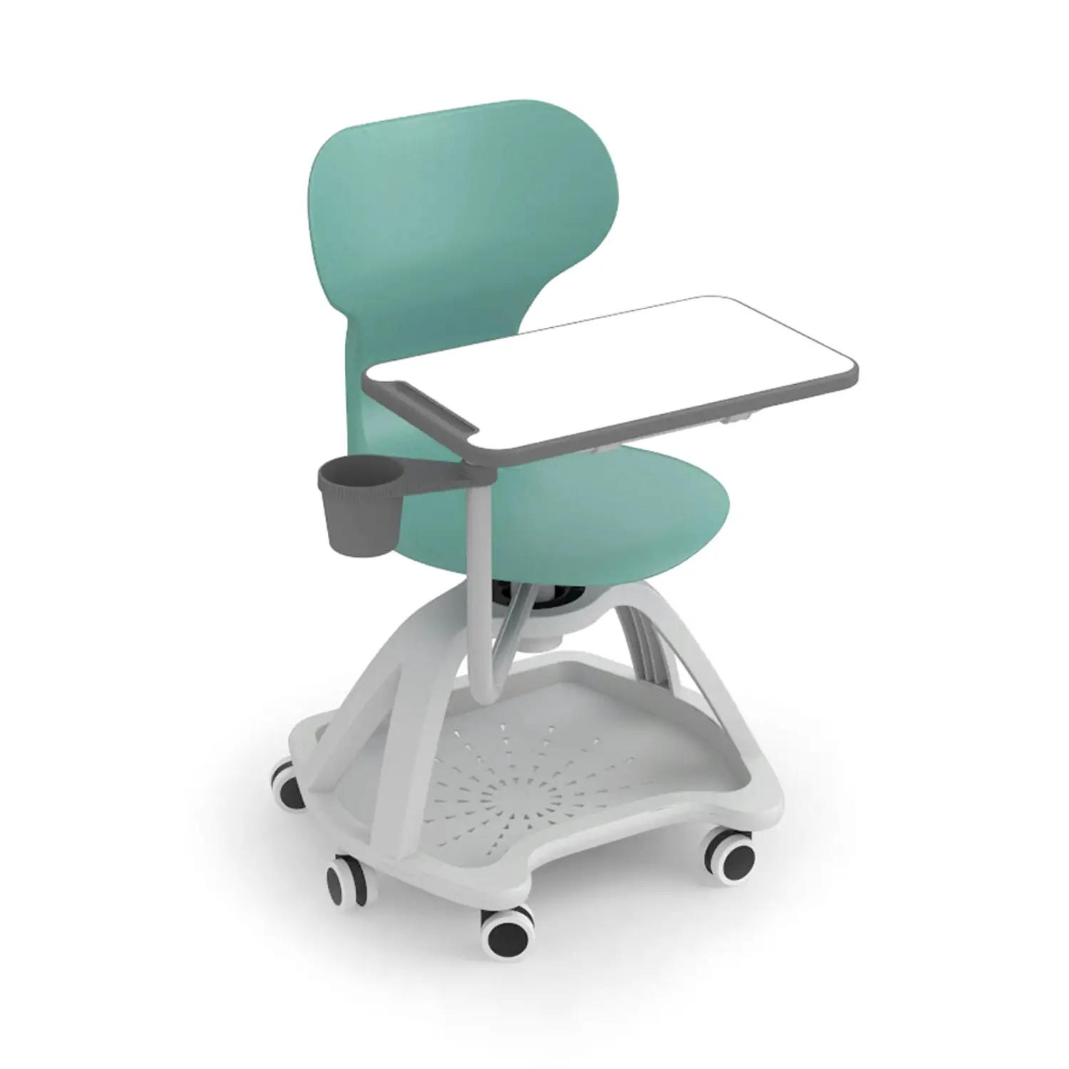 Sedia Mia Table su Ruote con Porta Zaino Mis. 7 Verde Salvia Per Ambienti Scolastici Innovativi - Arredo scuola dell'obbligo