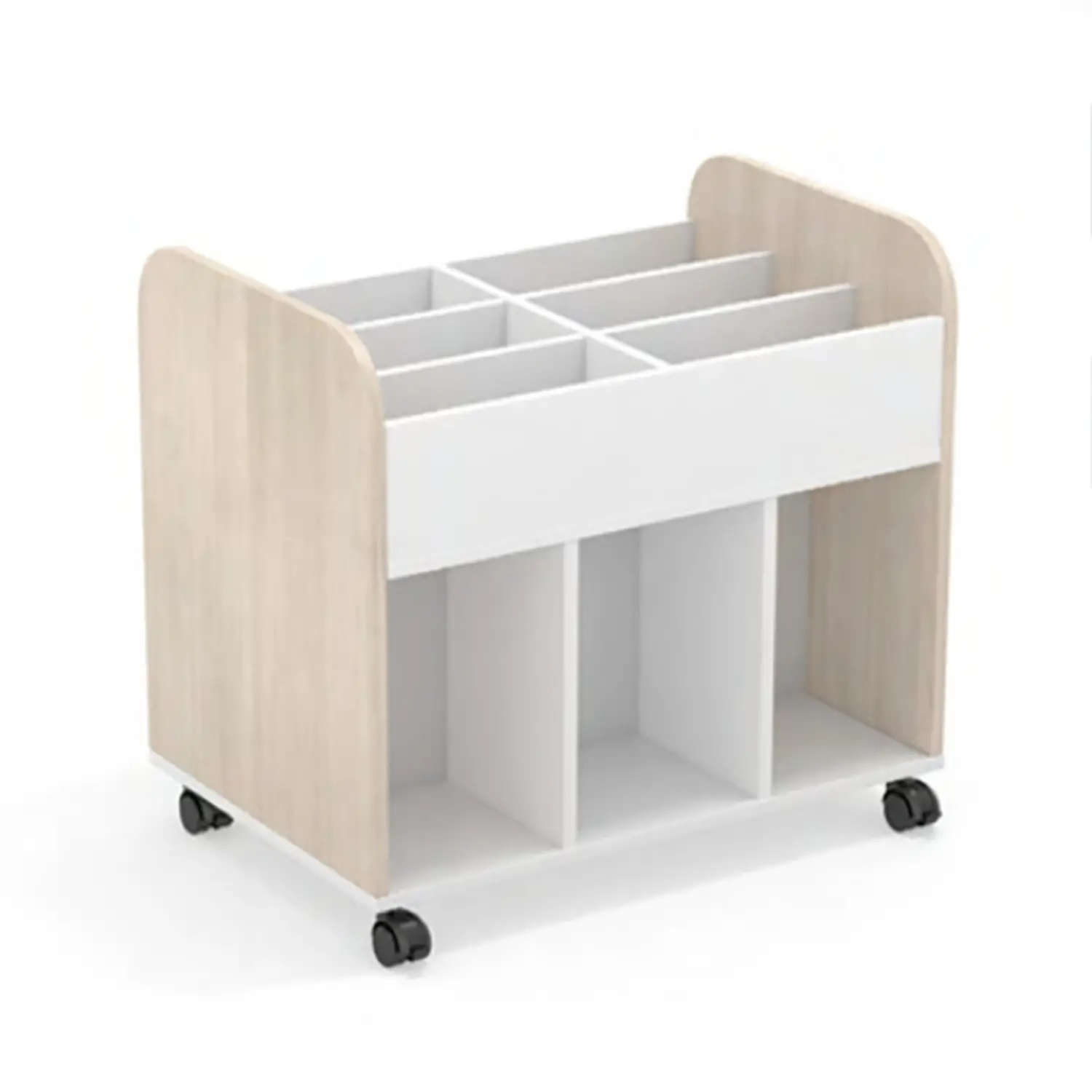 CARRELLO PORTALIBRI VICTORY CM.56X84X77H BIANCO/NATURALE - Arredo scuola dell'obbligo