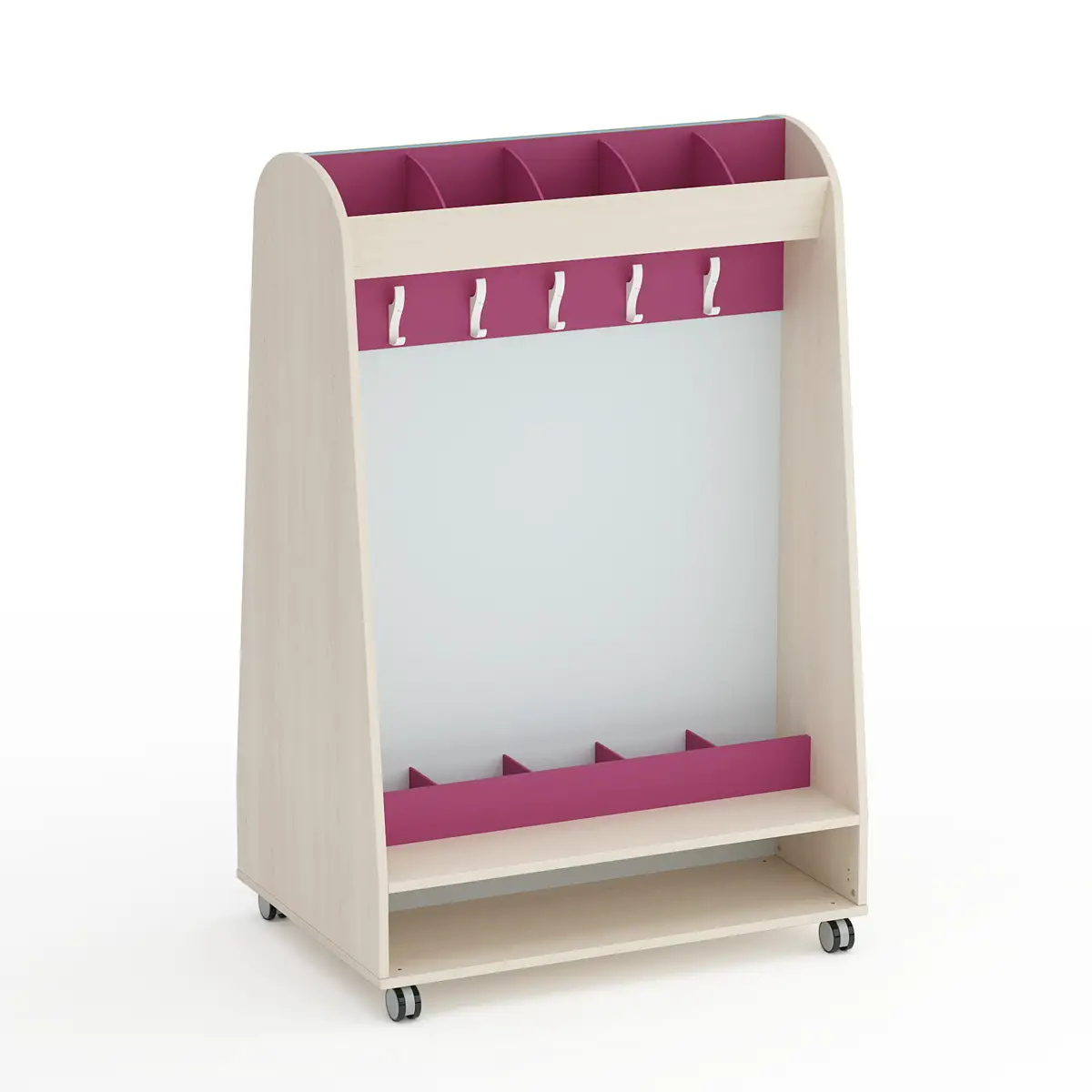 Appendiabiti Scuola Infanzia Kubò Betulla 10 Posti Fucsia - Conforme CAM - Arredo Nido e Infanzia