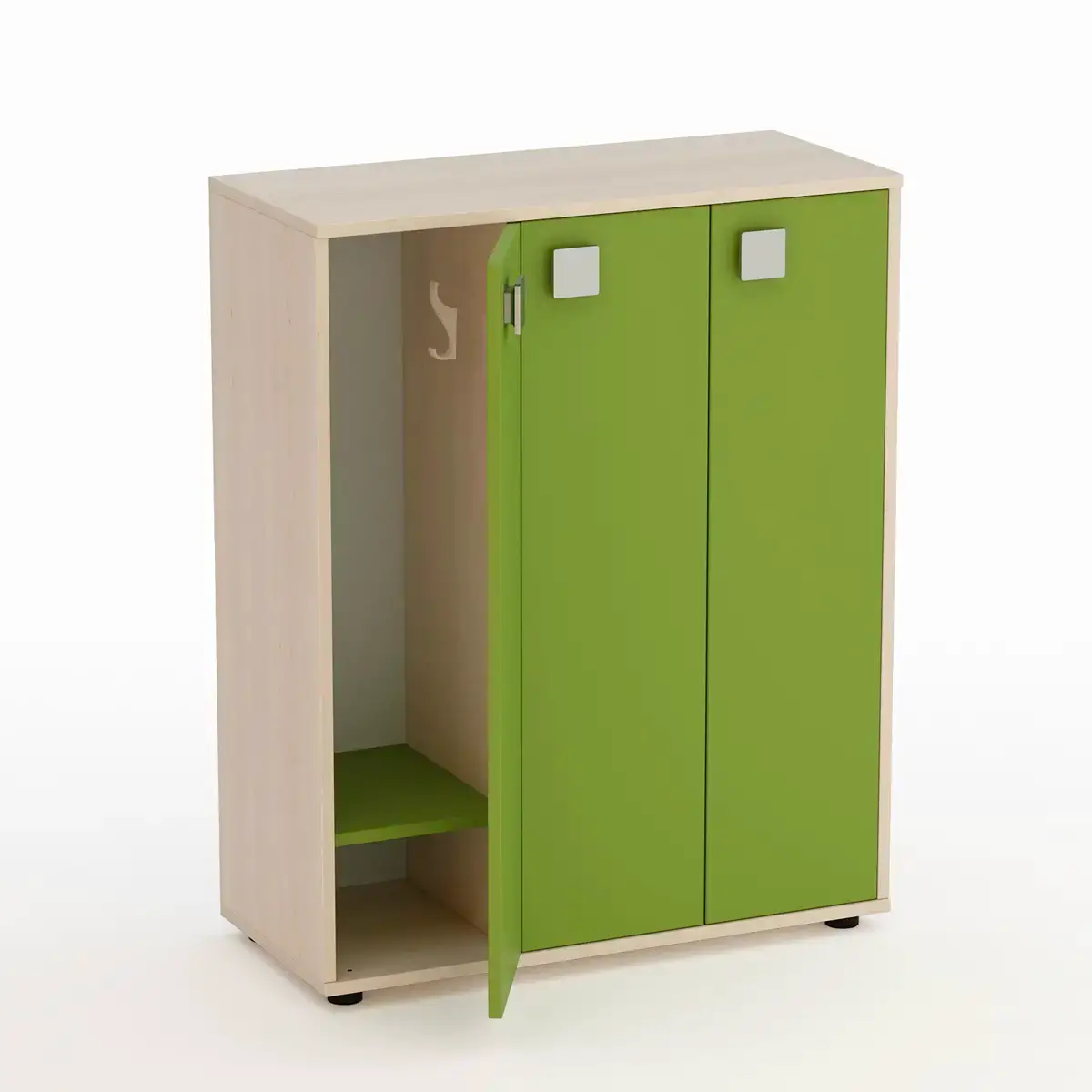 Mobile Scuola Spogliatoio Kubò Betulla 6 Posti Ante Verde Kiwi - Conforme CAM - Arredo Nido e Infanzia