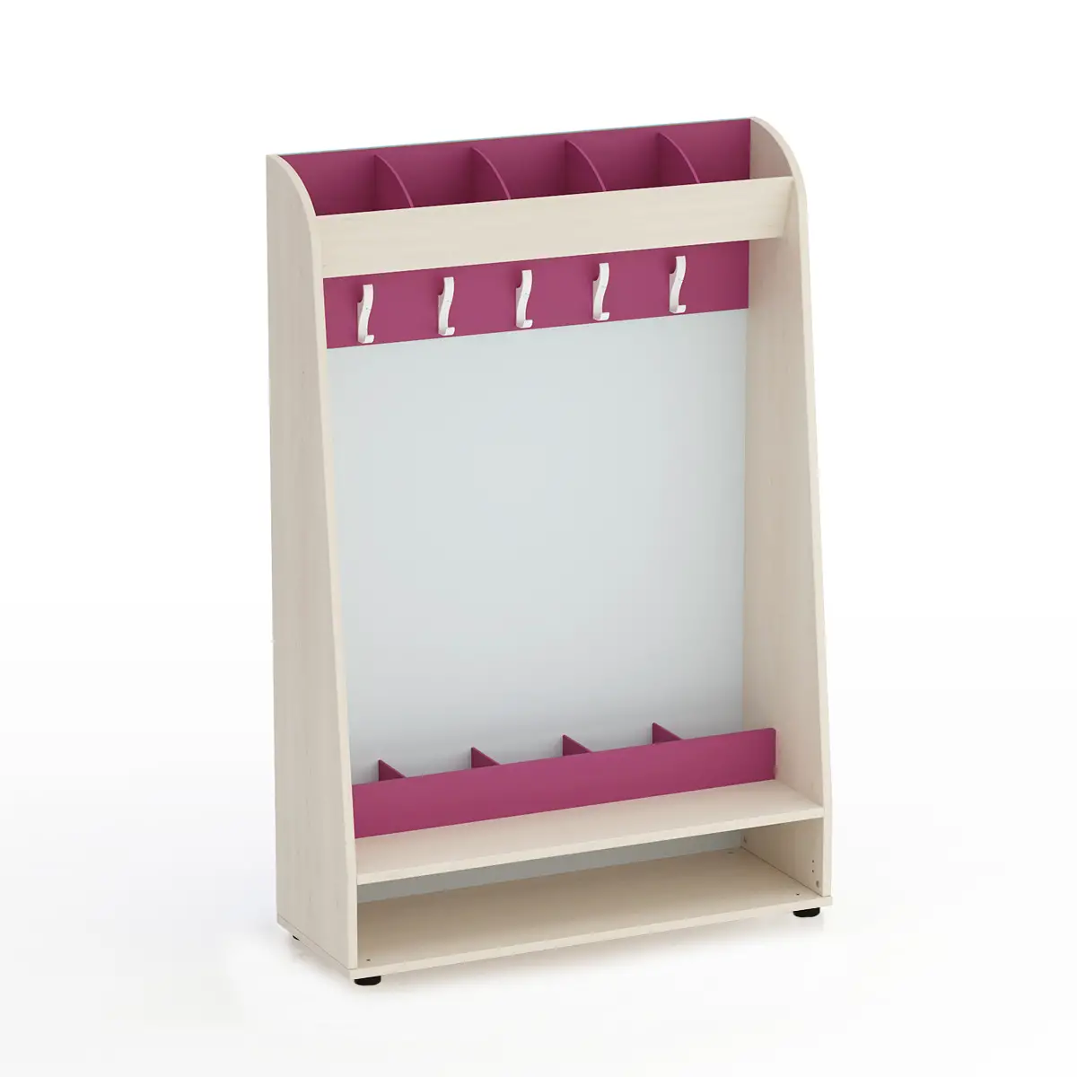 Appendiabiti Scuola Infanzia Kubò Betulla 5 Posti Fucsia - Conforme CAM - Arredo Nido e Infanzia
