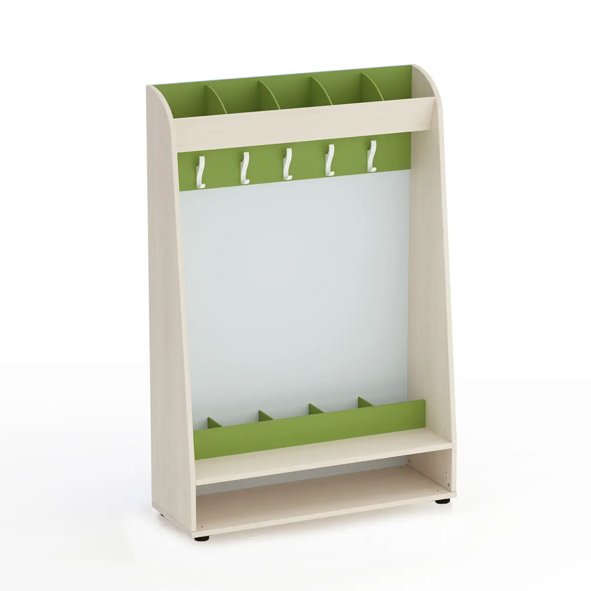 Appendiabiti Scuola Infanzia Kubò Betulla 5 Posti Verde Kiwi - Conforme CAM - Arredo Nido e Infanzia