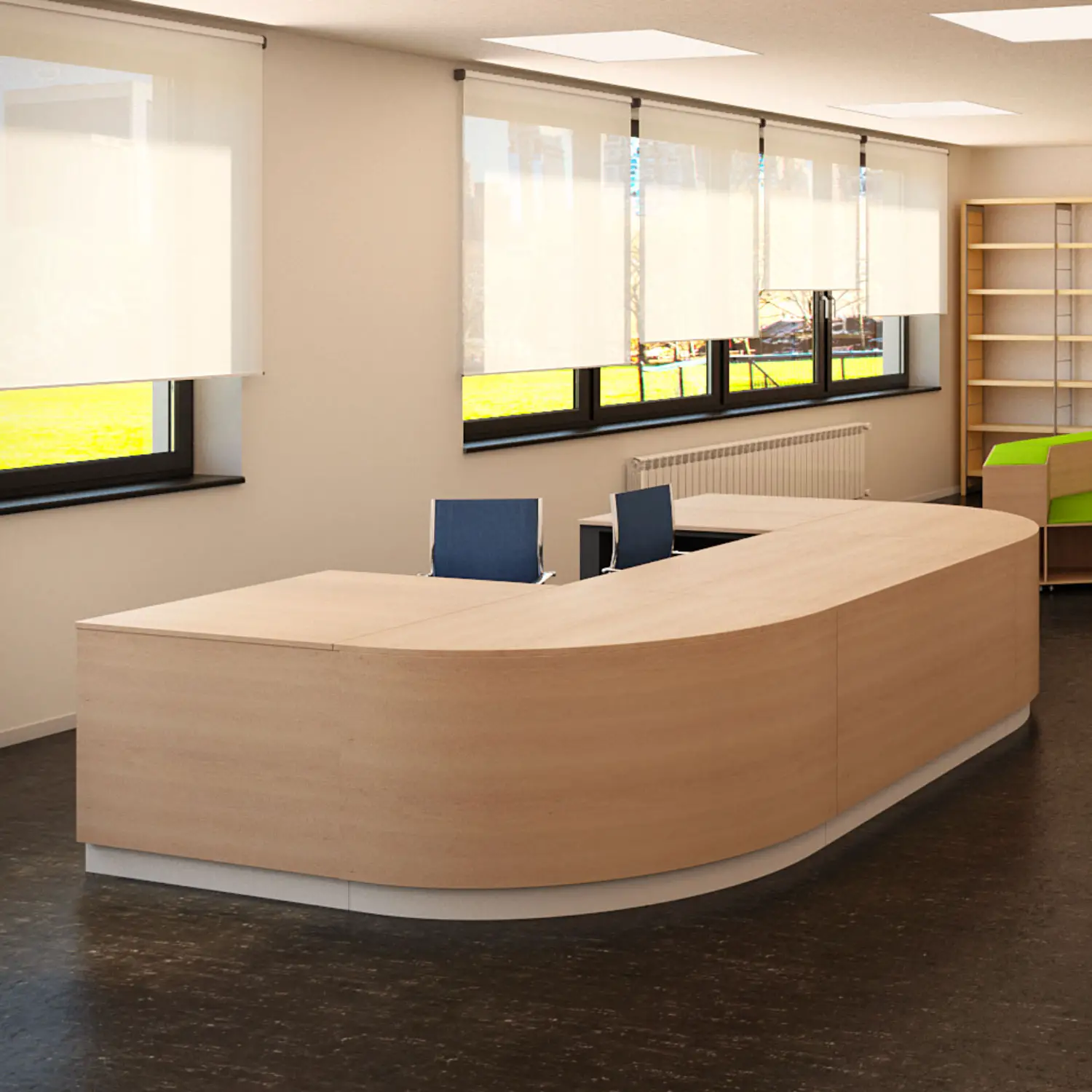 Bancone Reception Kubo' in Betulla 350x200 cm – Banco Accoglienza - Conforme CAM - Arredo per l'ufficio