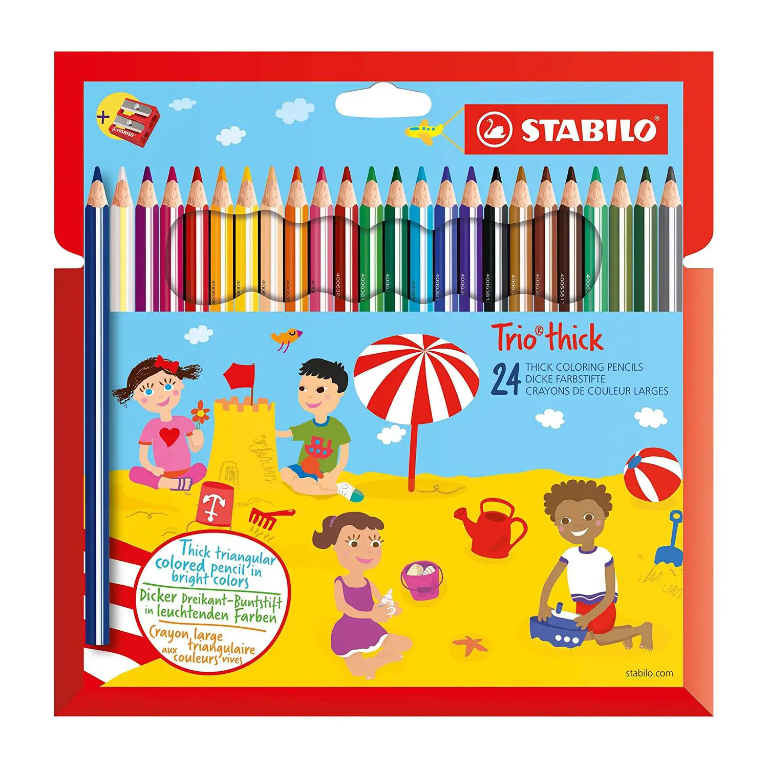Pastelloni Trio Maxi Stabilo – Set da 24 Colori con Temperino - Pastelli