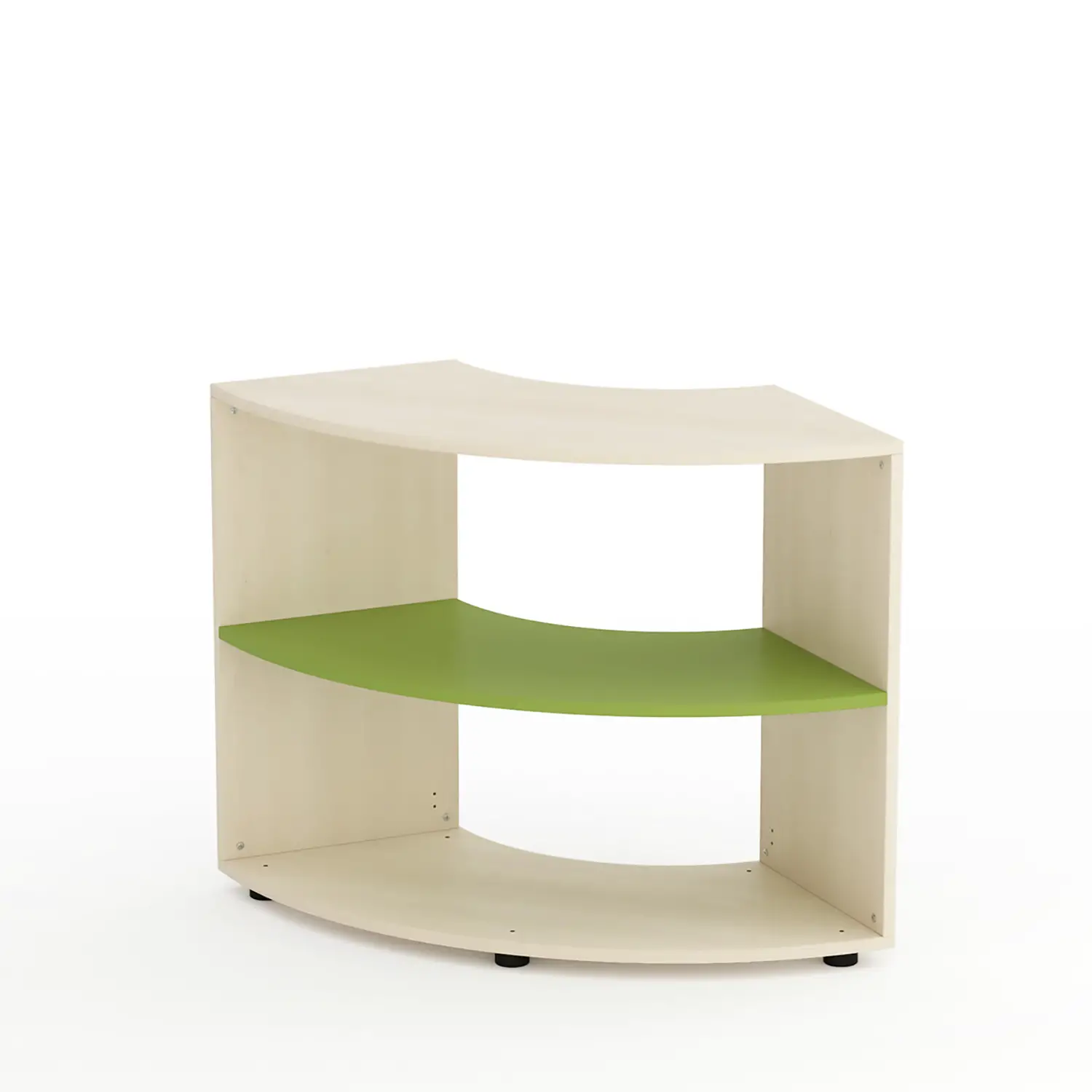 Mobile Scuola Kubò Betulla Curvo Angolare H 75 cm. Ripiani Verde Kiwi - Conforme CAM - Arredo Nido e Infanzia