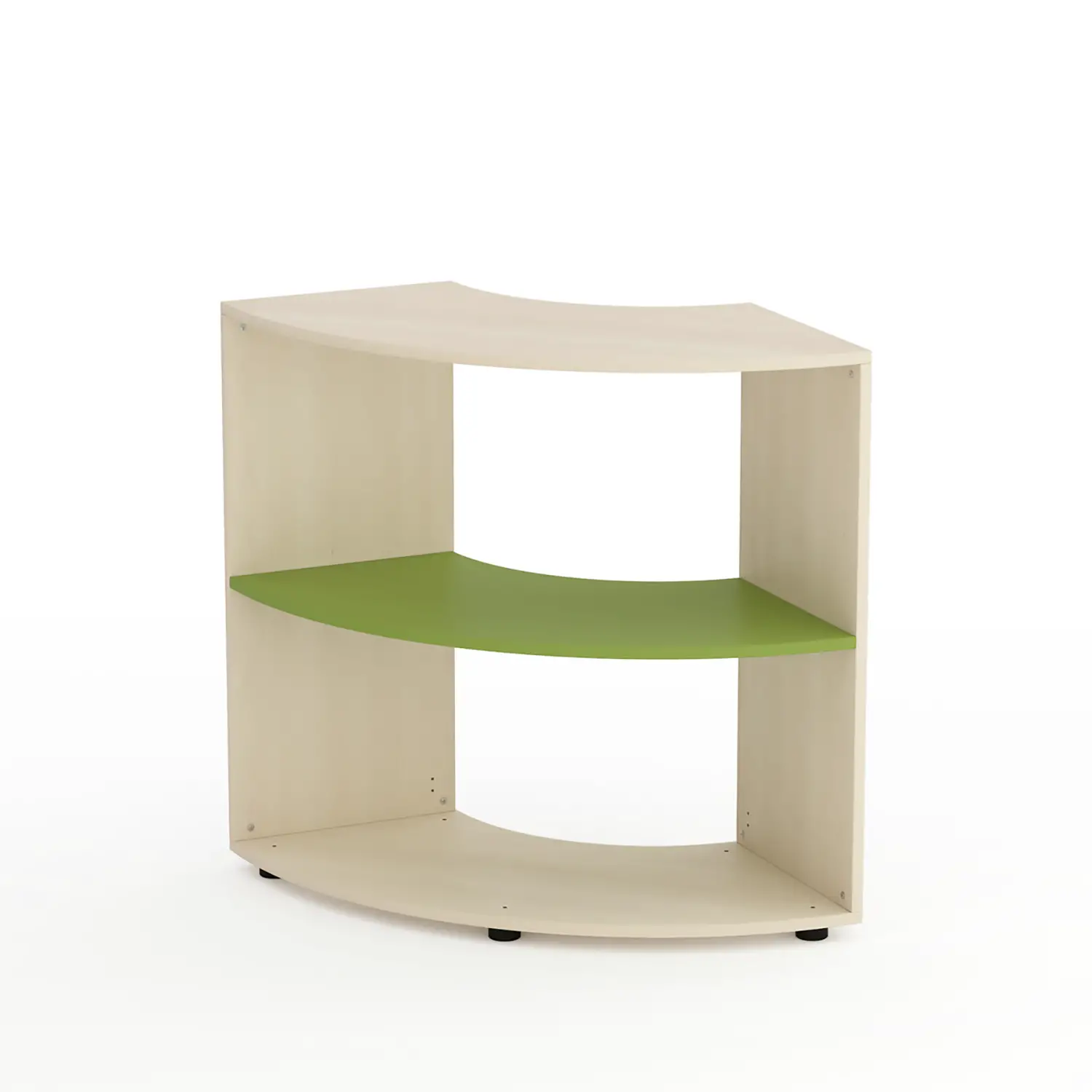 Mobile Scuola Kubò Betulla Curvo Angolare H 90 cm. Ripiani Verde Kiwi - Conforme CAM - Arredo Nido e Infanzia