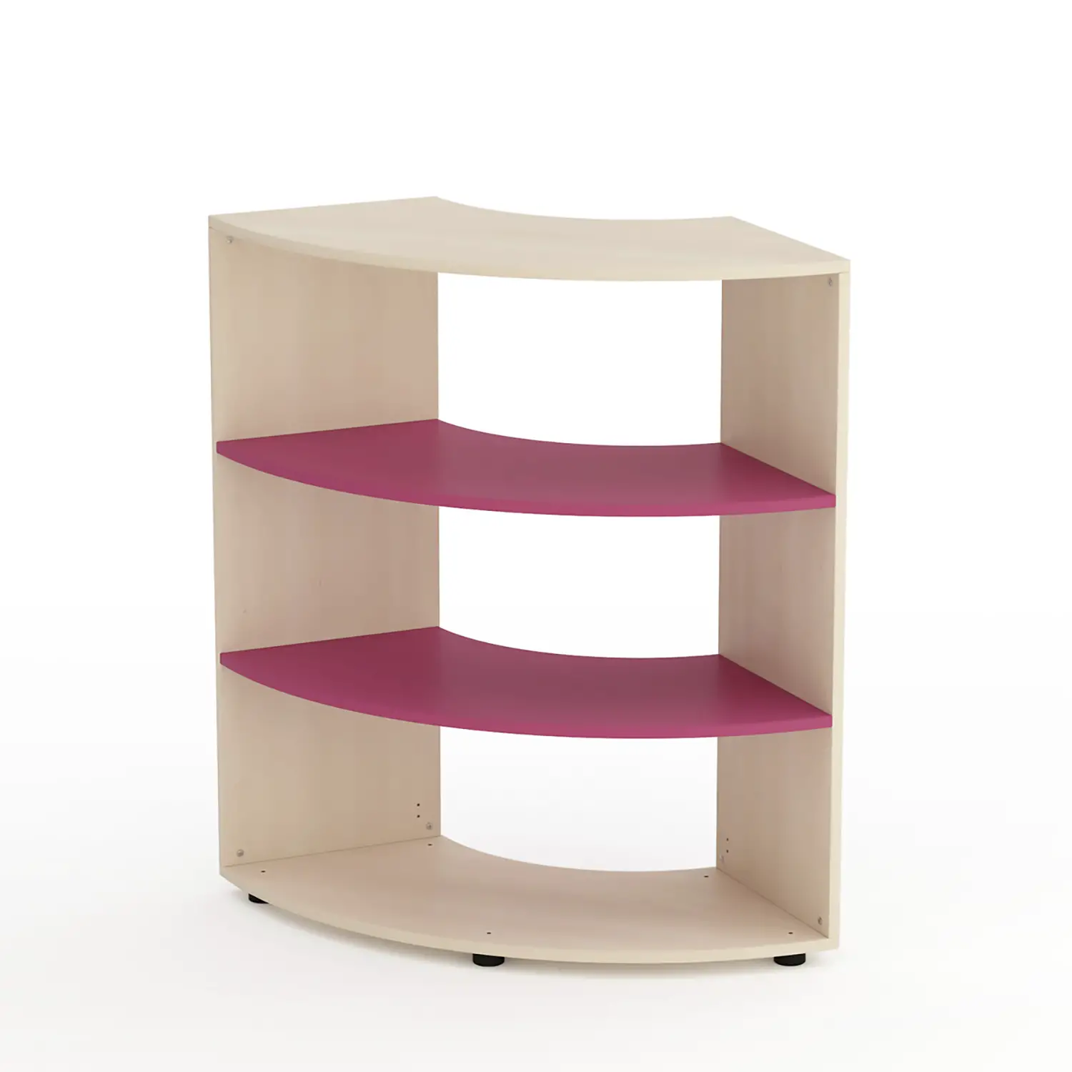 Mobile Scuola Kubò Betulla Curvo Angolare H 110 cm. Ripiani Fucsia - Conforme CAM - Arredo Nido e Infanzia