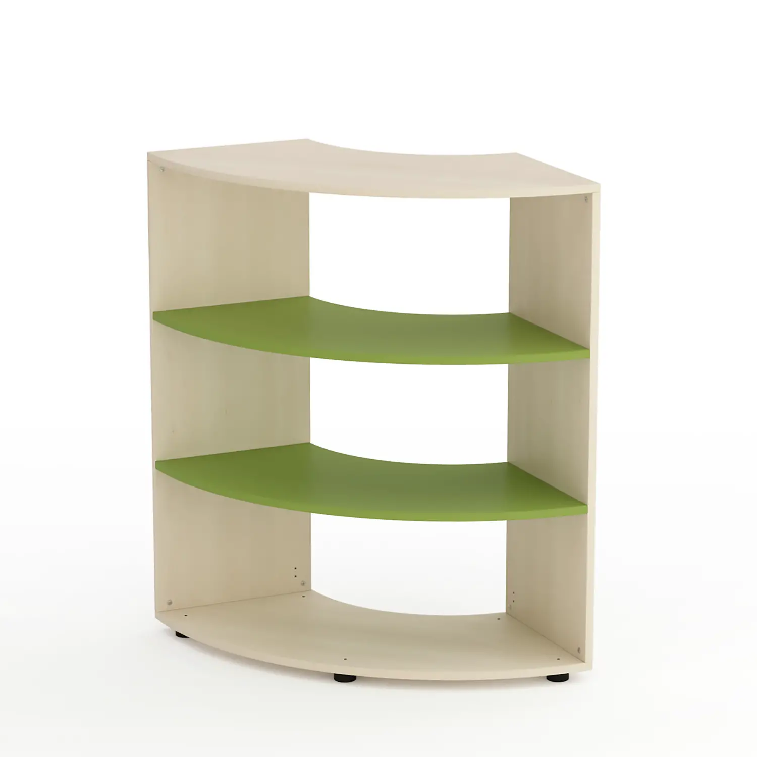 Mobile Scuola Kubò Betulla Curvo Angolare H 110 cm. Ripiani Verde Kiwi - Conforme CAM - Arredo Nido e Infanzia
