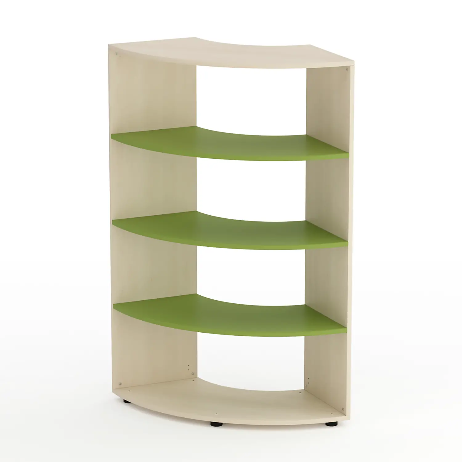Mobile Scuola Kubò Betulla Curvo Angolare H 150 cm. Ripiani Verde Kiwi - Conforme CAM - Arredo Nido e Infanzia