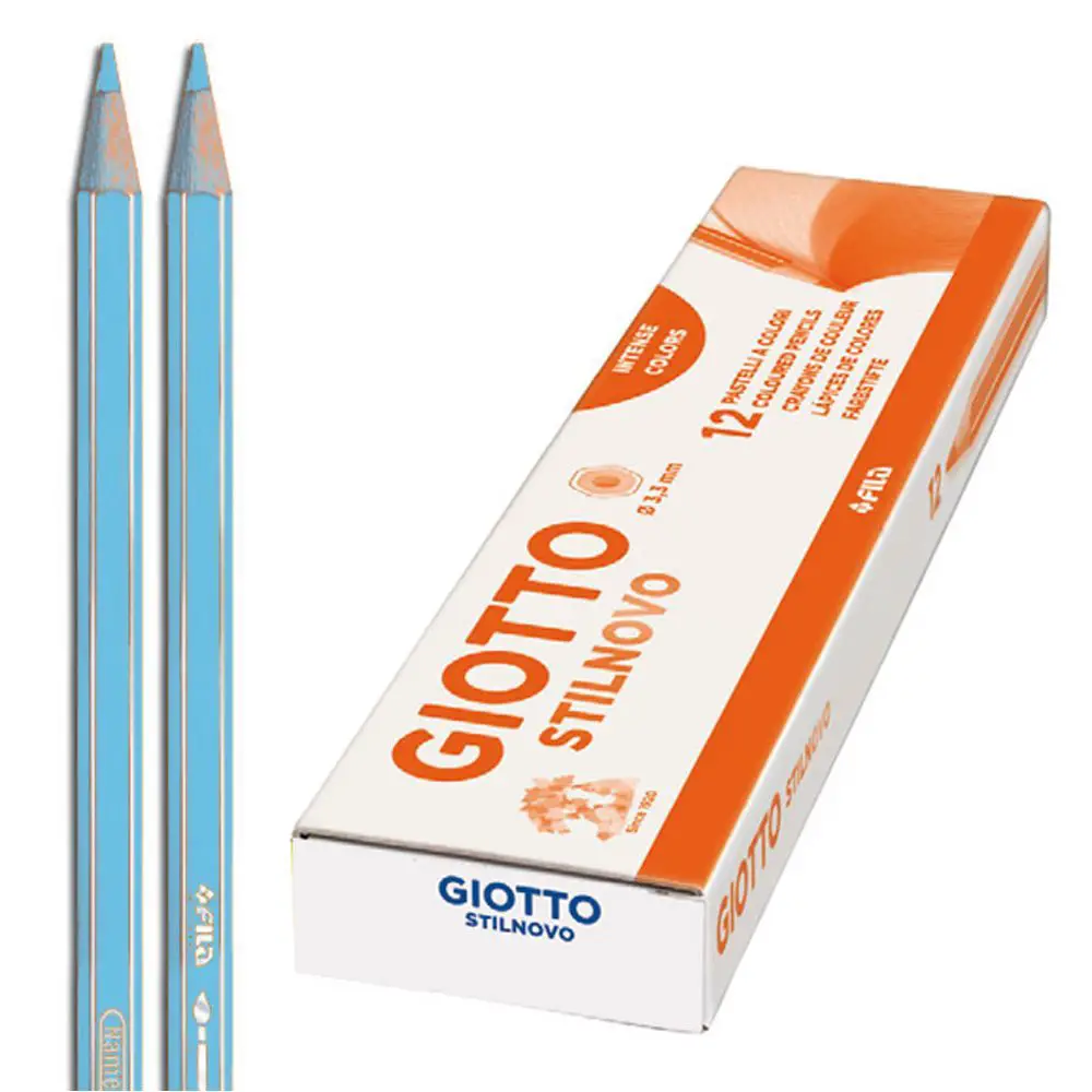 Colori a Matita per Bambini Giotto Stilnovo – 12 Pastelli Celeste - Pastelli