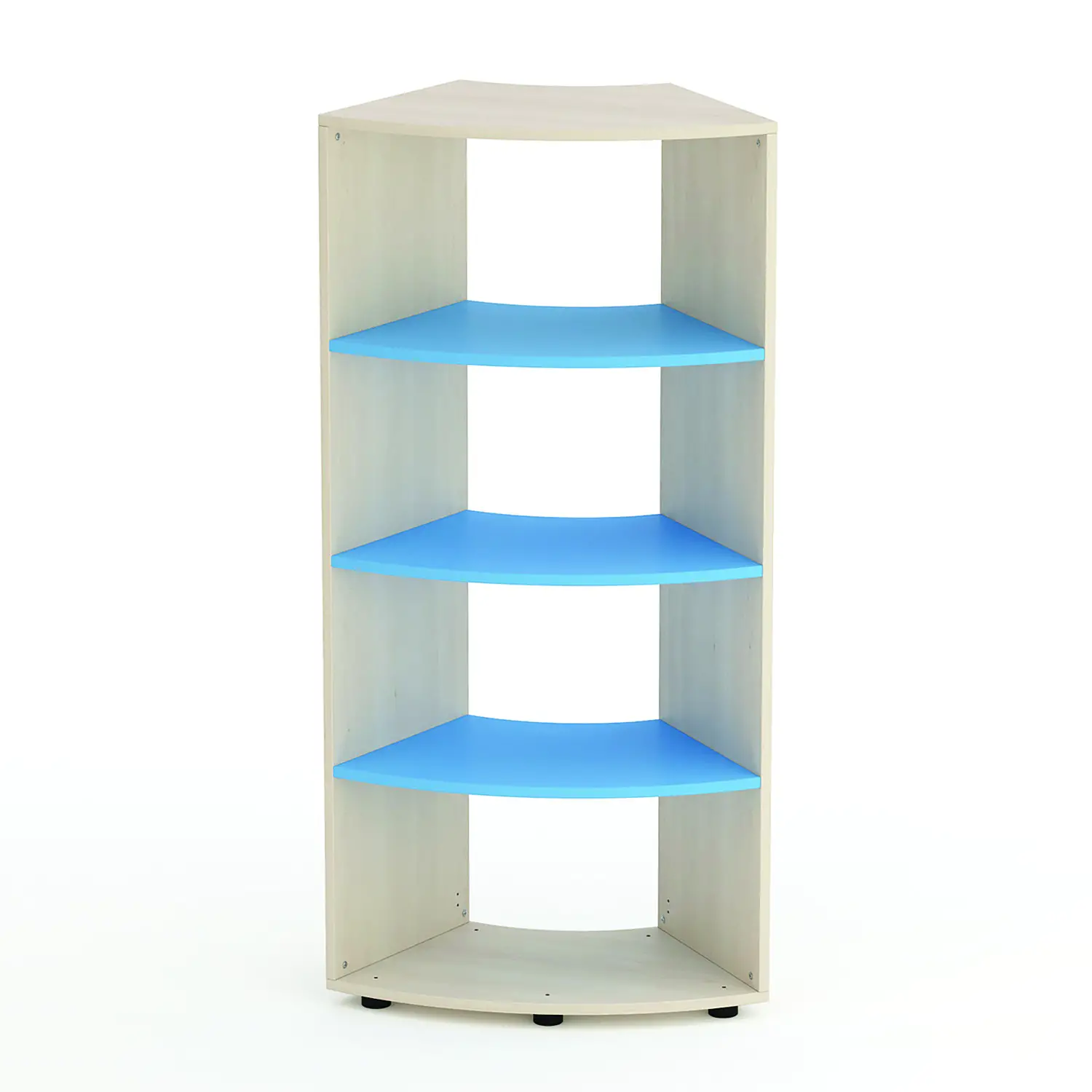 Mobile Scuola Kubò Betulla Curvo 60 Gradi H 150 cm. Ripiani Blu Orizzonte - Conforme CAM - Arredo Nido e Infanzia