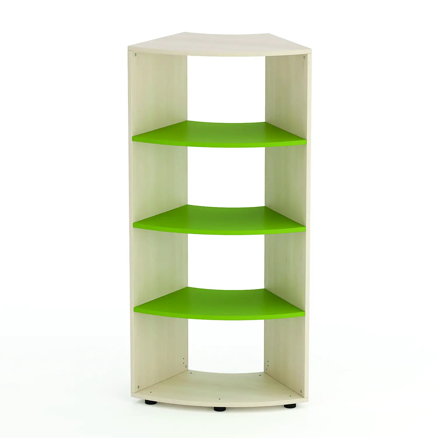 Mobile Scuola Kubò Betulla Curvo 60 Gradi H 150 cm. Ripiani Verde Kiwi - Conforme CAM - Arredo Nido e Infanzia