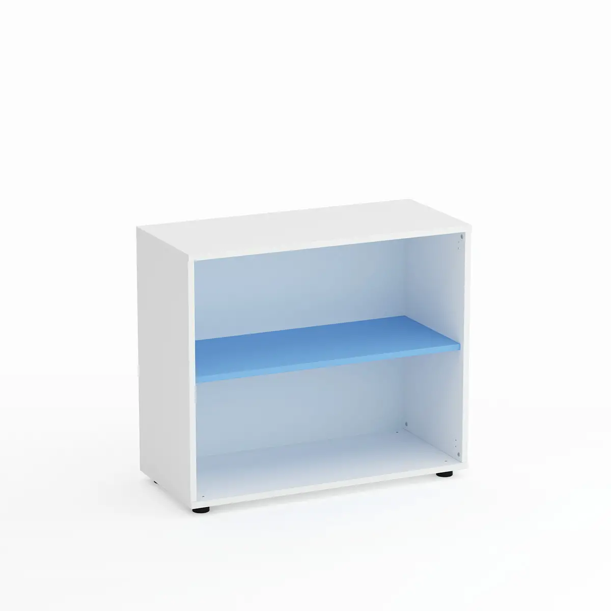Mobile Scuola Kubò Bianco a Giorno H 75 cm. Ripiani Blu Orizzonte - Conforme CAM - Arredo scuola dell'obbligo