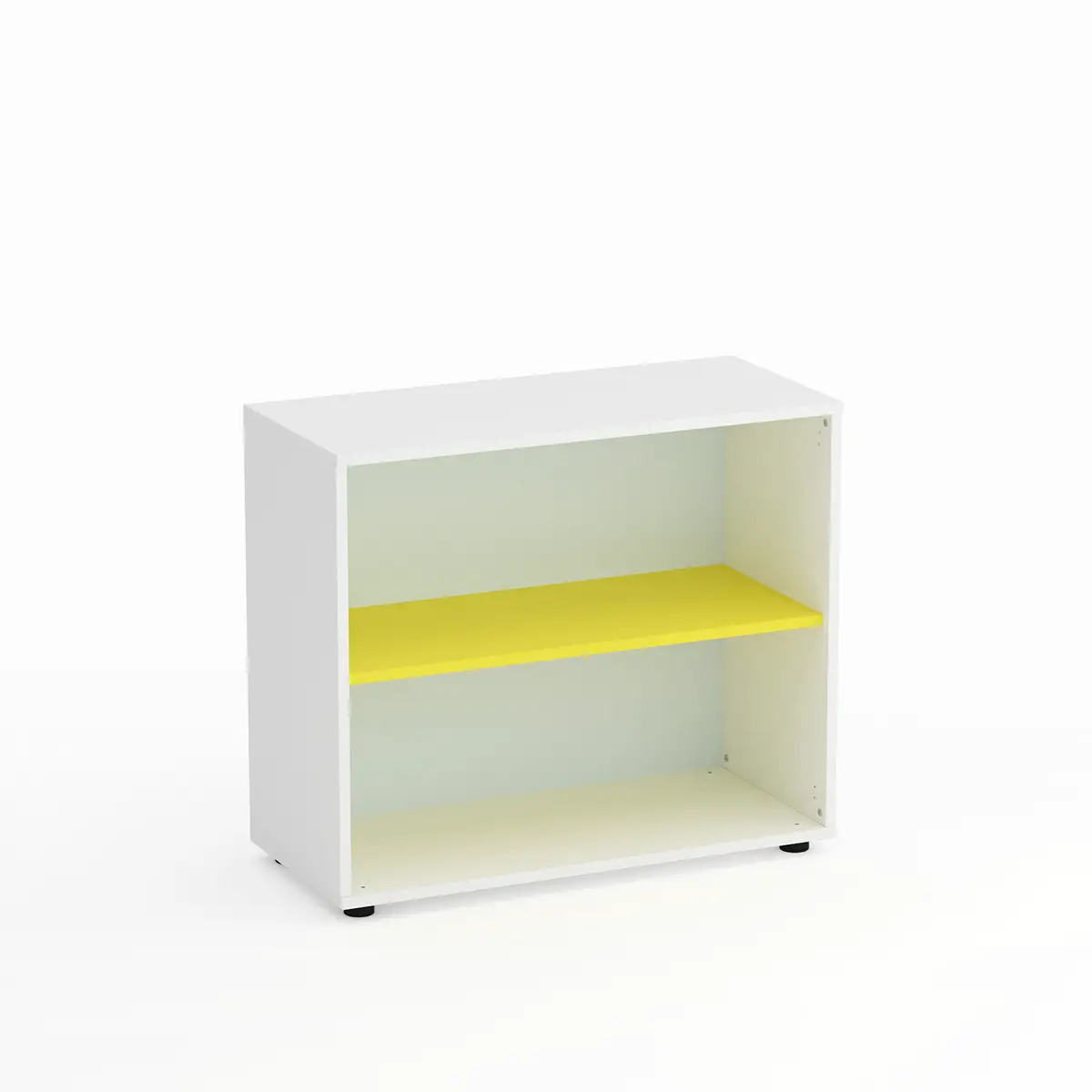Mobile Scuola Kubò Bianco a Giorno H 75 cm. Ripiani Giallo - Conforme CAM - Arredo scuola dell'obbligo
