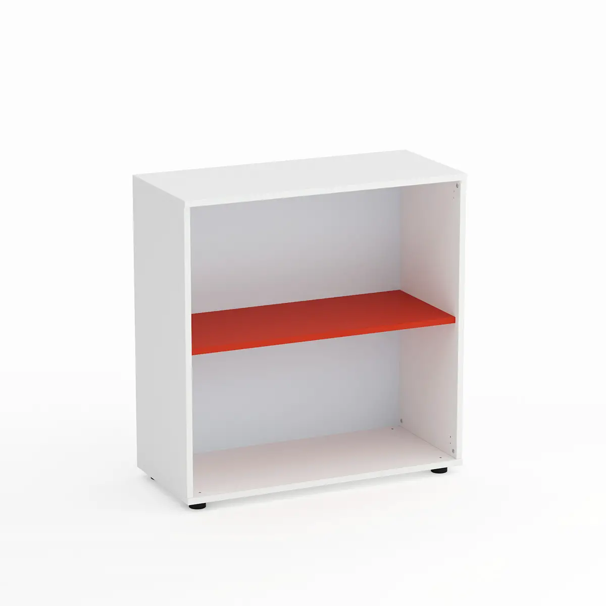 Mobile Scuola Kubò Bianco a Giorno H 90 cm. Ripiani Rosso - Conforme CAM - Arredo scuola dell'obbligo