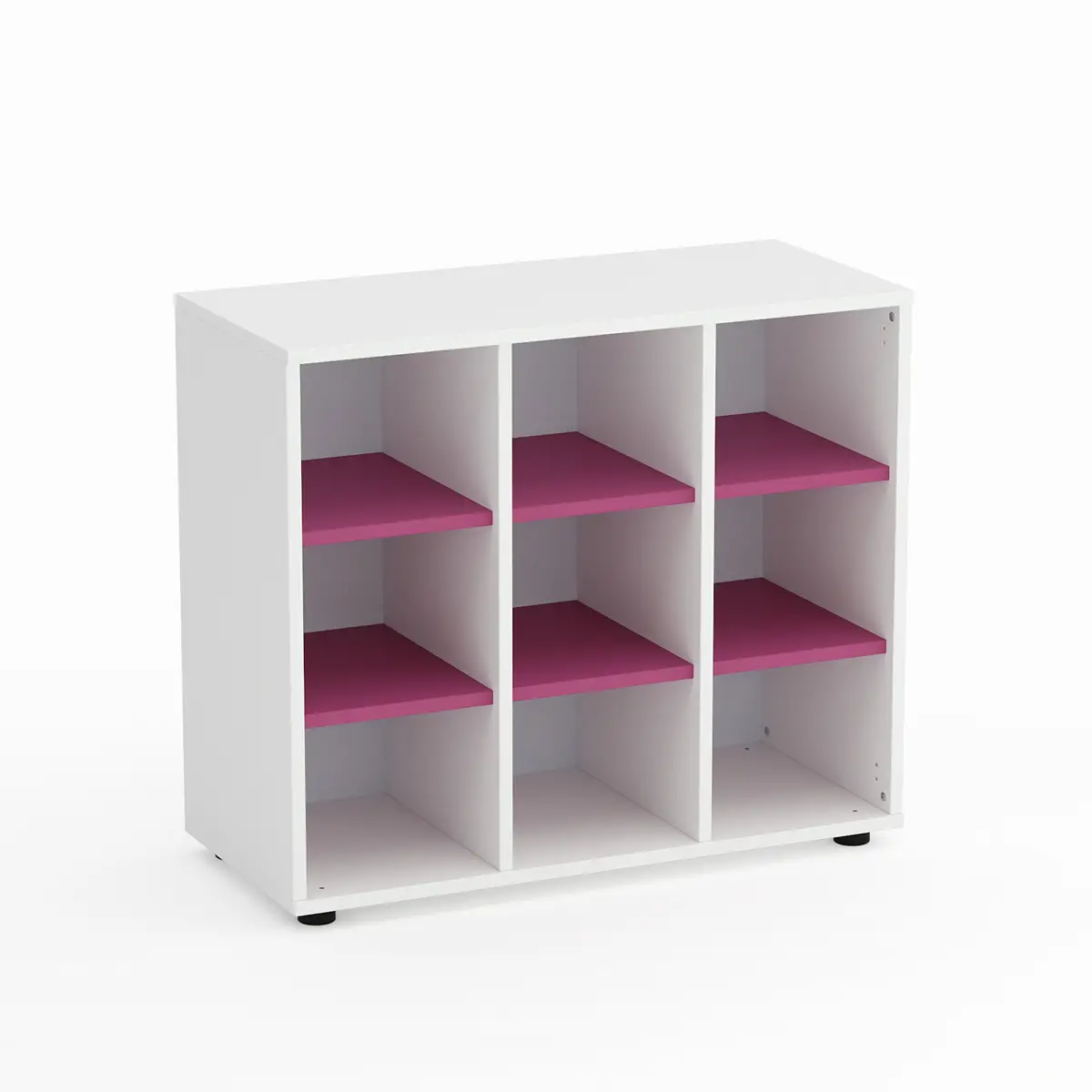 Mobile Scuola Kubò Bianco 9 Caselle H 75 cm. Ripiani Fucsia - Conforme CAM - Arredo scuola dell'obbligo