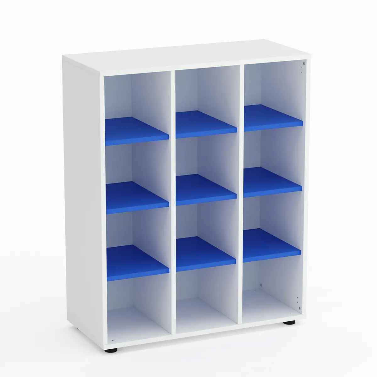 Mobile Scuola Kubò Bianco 12 Caselle H 110 cm. Ripiani Azzurro - Conforme CAM - Arredo scuola dell'obbligo