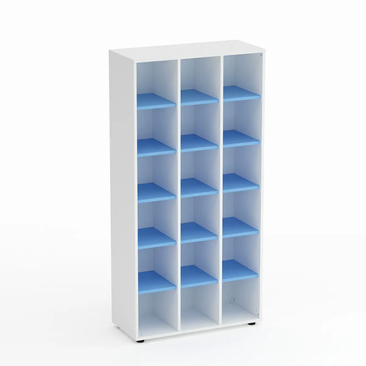 Mobile Scuola Kubò Bianco 18 Caselle H 180 cm. Ripiani Orizzonte - Conforme CAM - Arredo scuola dell'obbligo