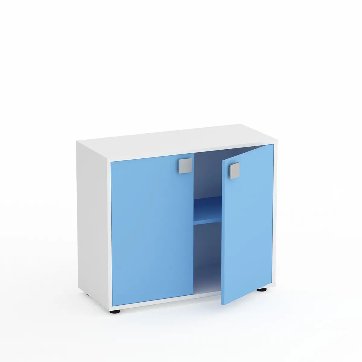 Mobile Scuola Kubò Bianco 2 Ante H 75 cm. Blu Orizzonte - Conforme CAM - Arredo scuola dell'obbligo