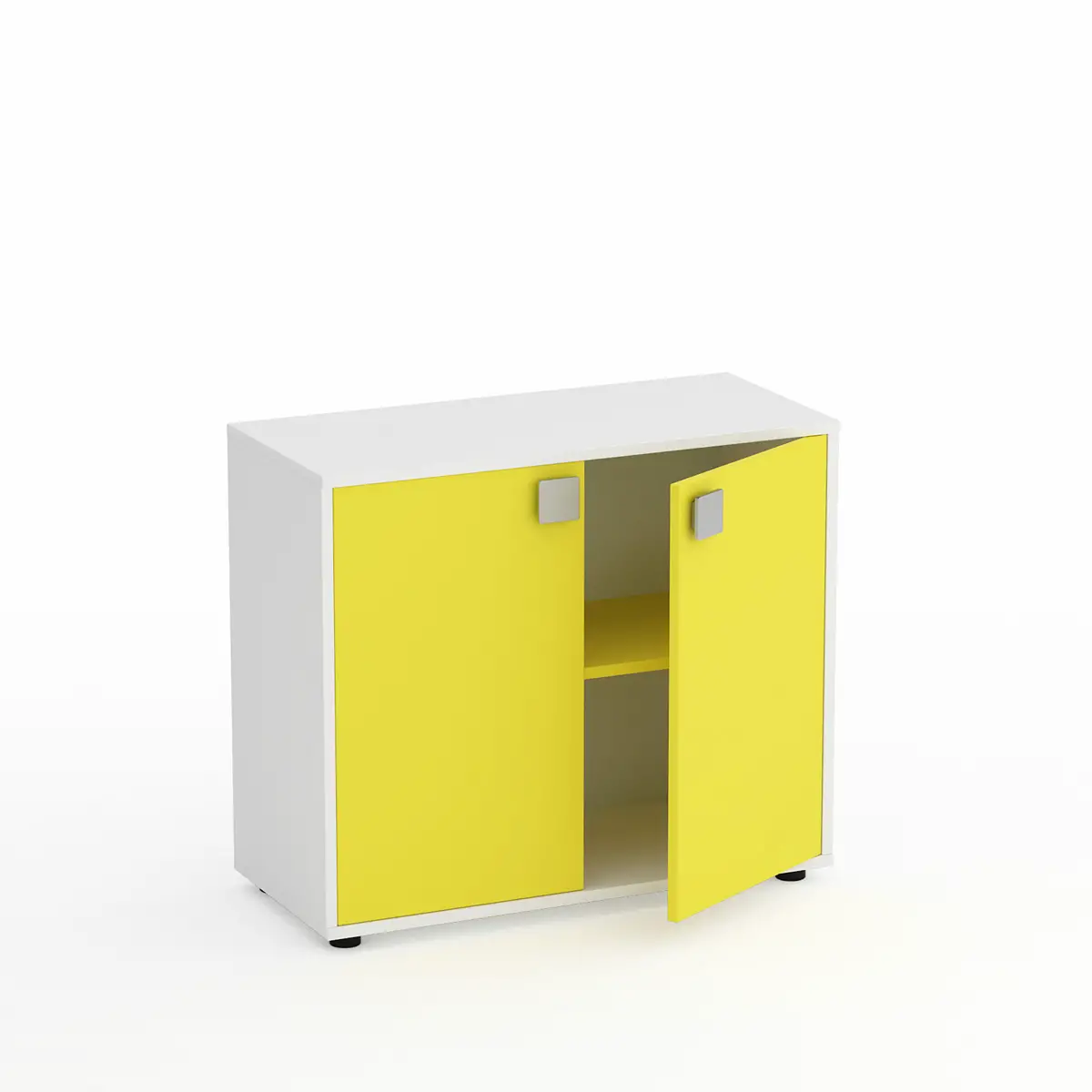 Mobile Scuola Kubò Bianco 2 Ante H 75 cm. Giallo - Conforme CAM - Arredo scuola dell'obbligo