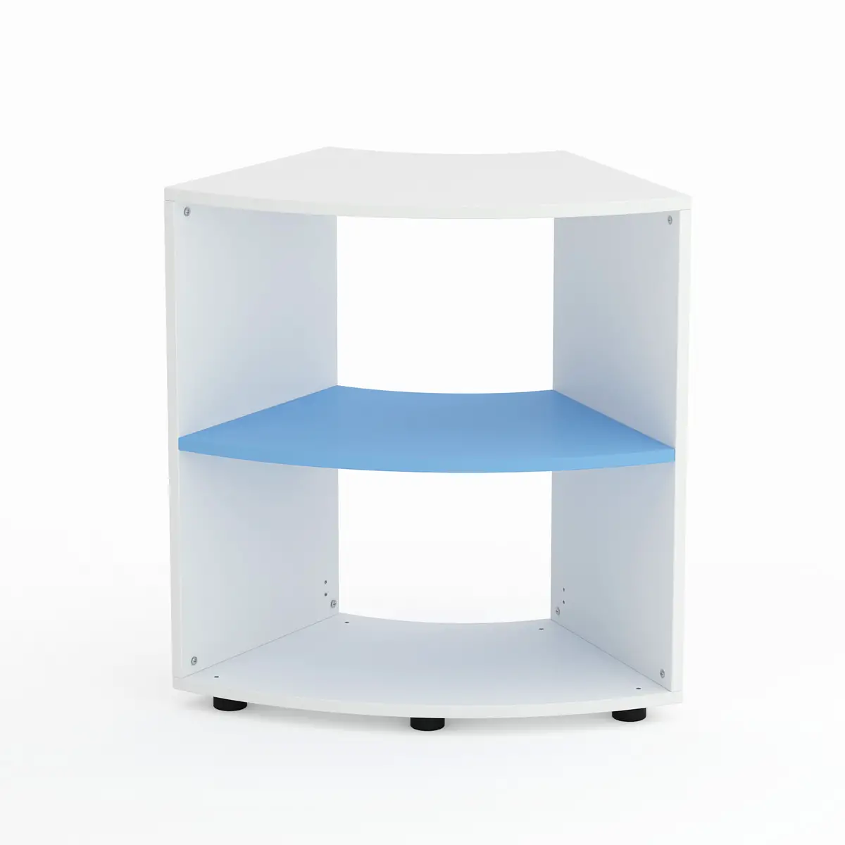 Mobile Scuola Kubò Bianco Curvo 60 Gradi H 75 cm. Ripiani Blu Orizzonte - Conforme CAM - Arredo scuola dell'obbligo