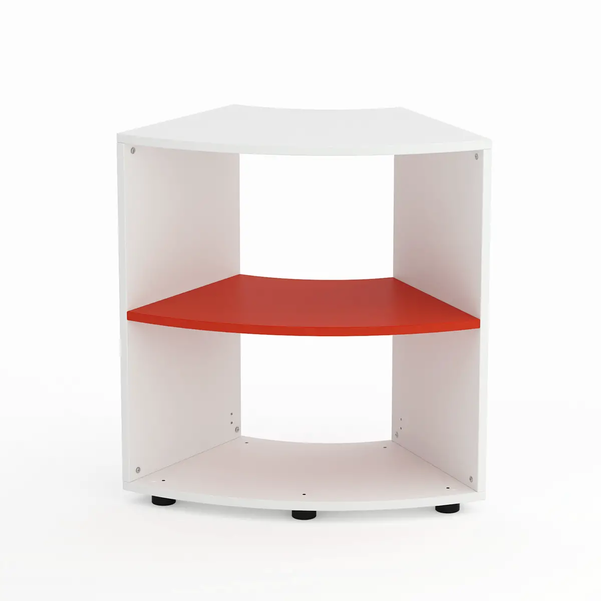 Mobile Scuola Kubò Bianco Curvo 60 Gradi H 75 cm. Ripiani Rosso - Conforme CAM - Arredo scuola dell'obbligo