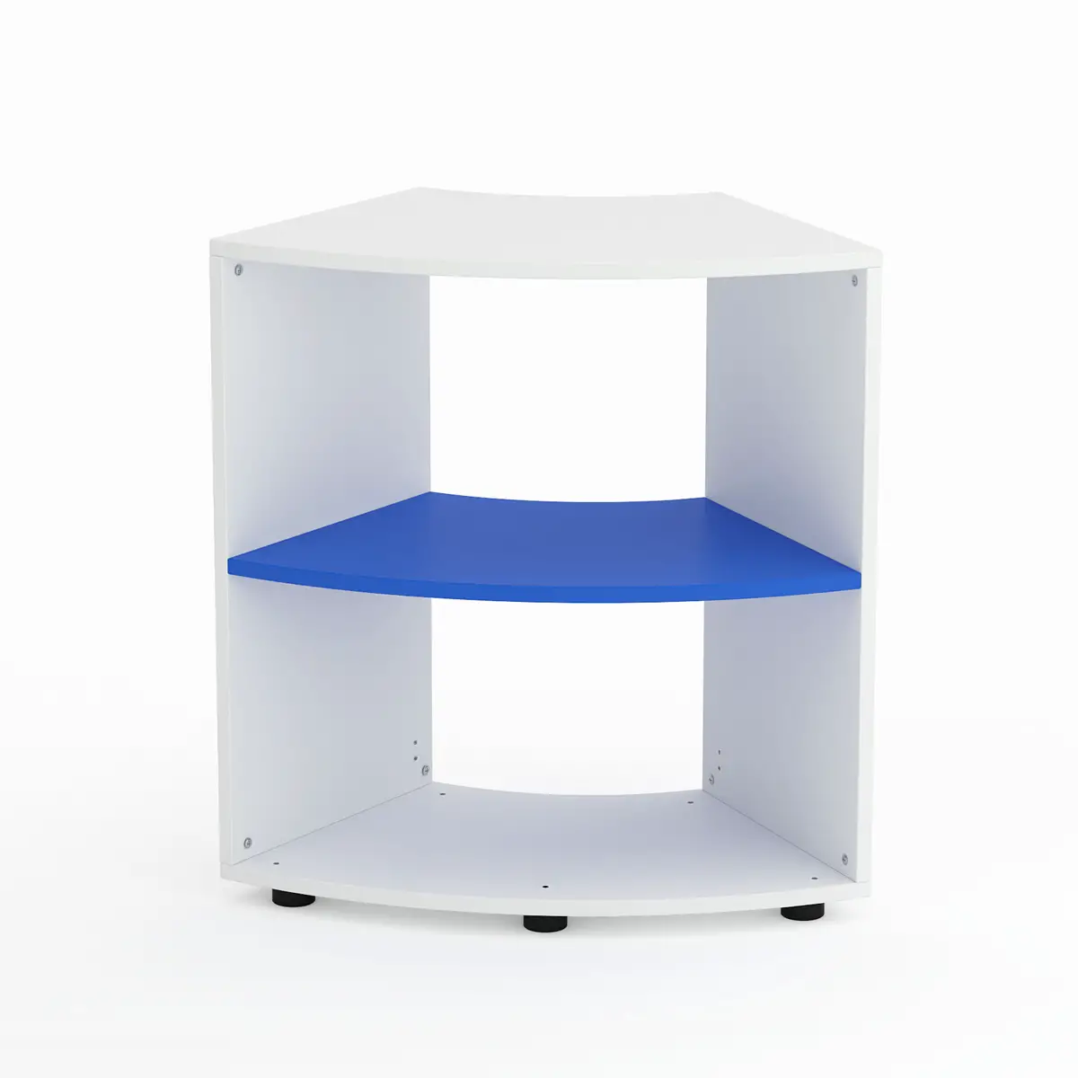 Mobile Scuola Kubò Bianco Curvo 60 Gradi H 75 cm. Ripiani Azzurro - Conforme CAM - Arredo scuola dell'obbligo