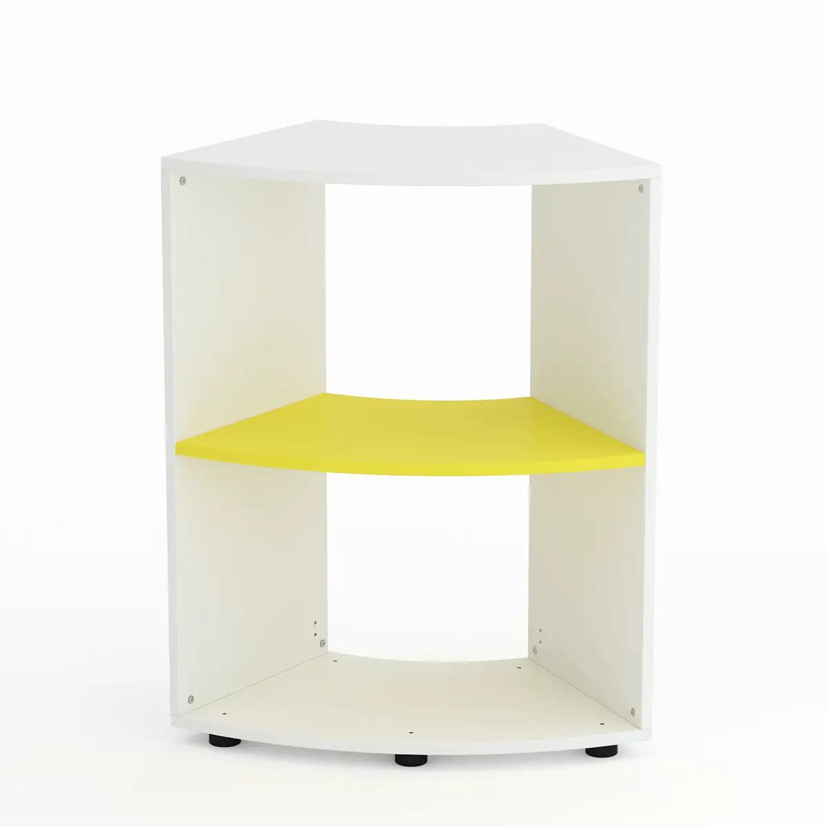 Mobile Scuola Kubò Bianco Curvo 60 Gradi H 90 cm. Ripiani Giallo - Conforme CAM - Arredo scuola dell'obbligo