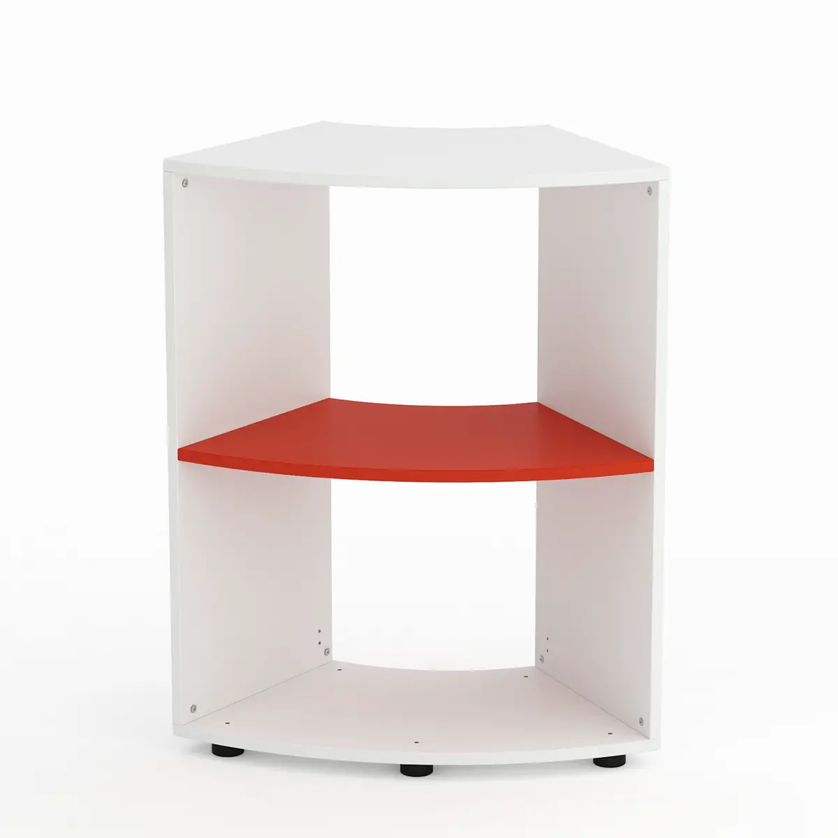 Mobile Scuola Kubò Bianco Curvo 60 Gradi H 90 cm. Ripiani Rosso - Conforme CAM - Arredo scuola dell'obbligo