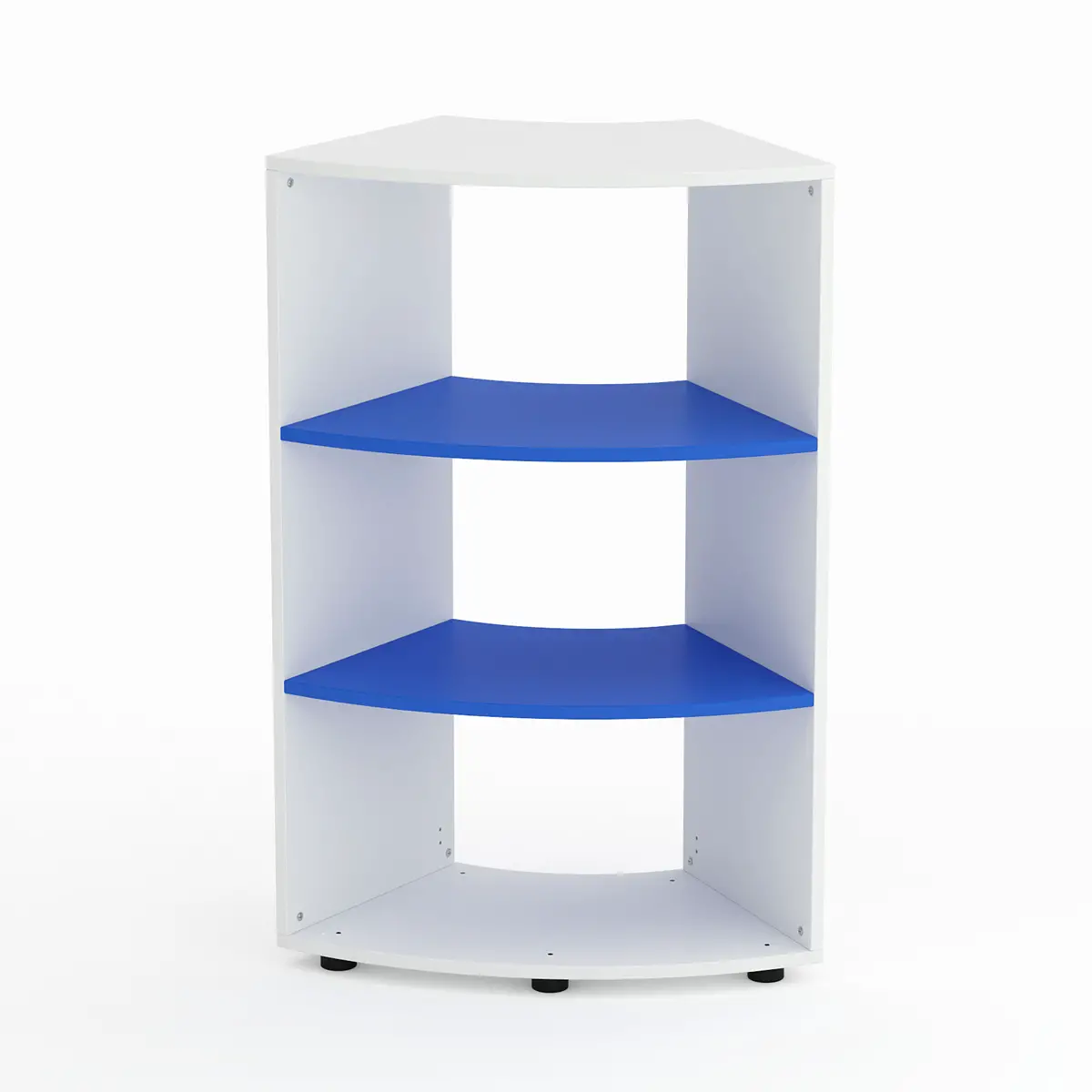 Mobile Scuola Kubò Bianco Curvo 60 Gradi H 110 cm. Ripiani Azzurro - Conforme CAM - Arredo scuola dell'obbligo